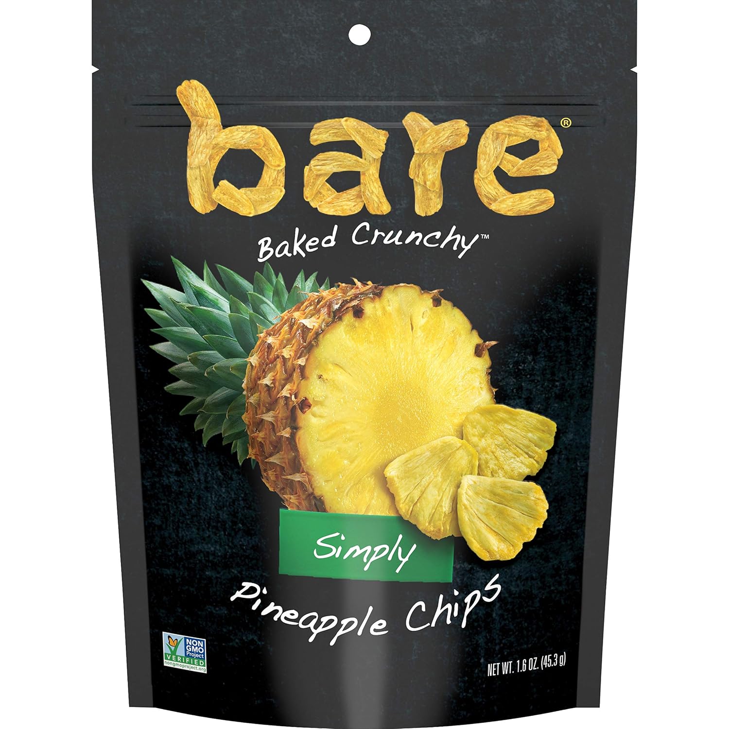 bare Baked Crunchy Simply Pineapple Chips, Fruit Snack Pack, Gluten Free, 1.6 Ounce (Pack of 6)