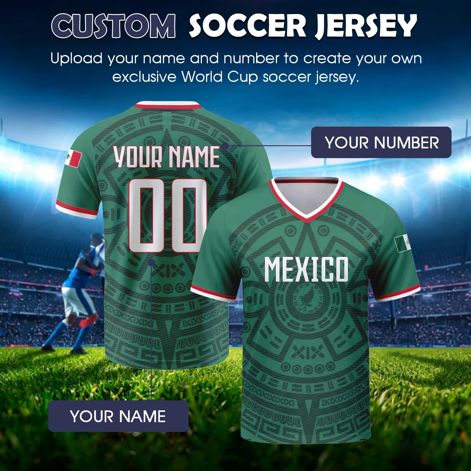 Genérico Camiseta de fútbol Personalizada, Camiseta de fútbol Nacional Personalizada con Nombre/número, Regalo Personalizado para fanáticos de Camisetas para Hombres, Mujeres y jóvenes