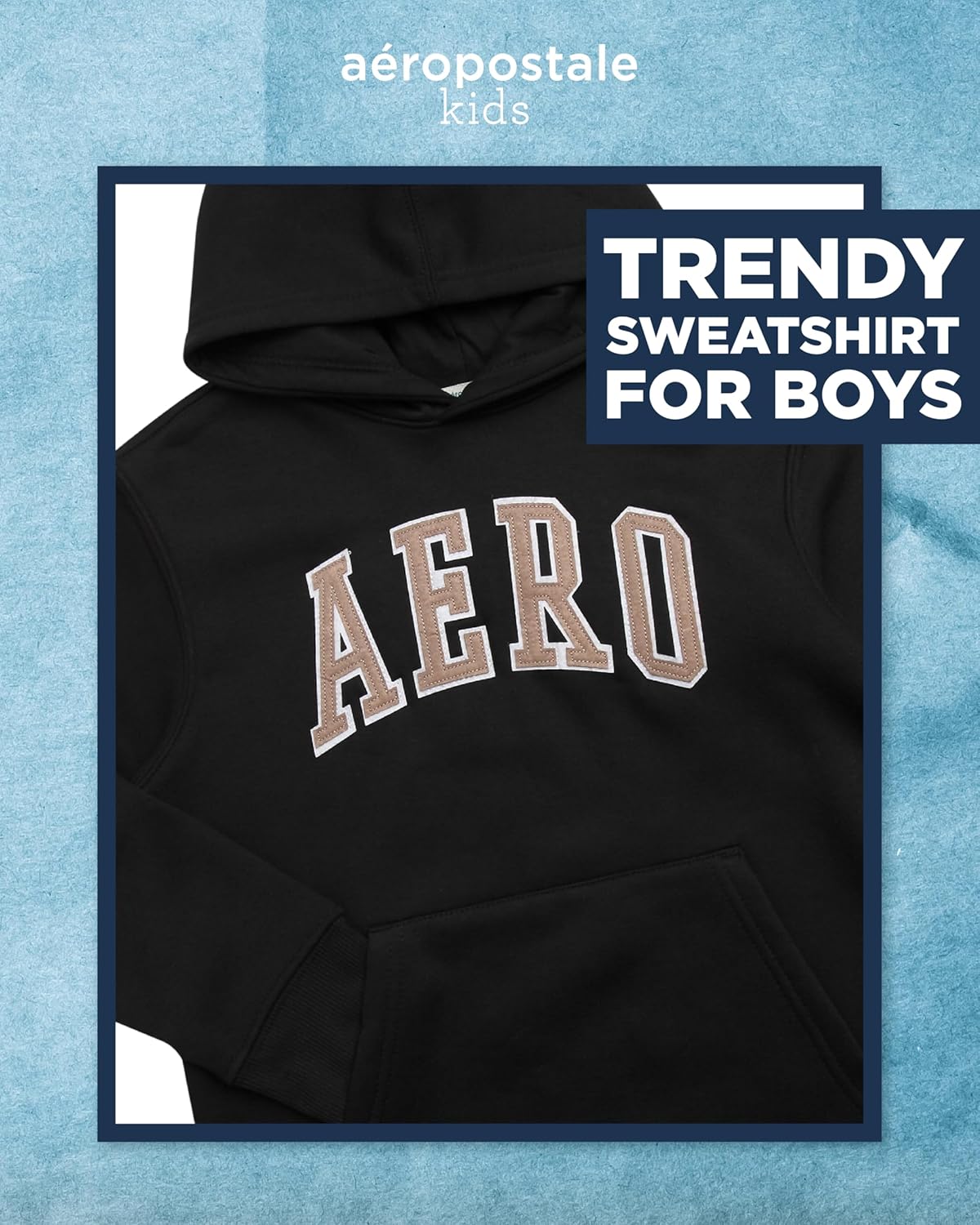 AEROPOSTALE Boys' Sweatshirt - Cozy Soft Cotton Blend Fleece Casual Pullover Graphic Hoodies for Boys (Sizes: 4-16) - Image 2