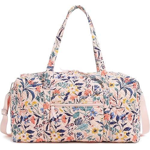 Vera Bradley Cotton Large Travel Duffle Bag, Paradise Coral
