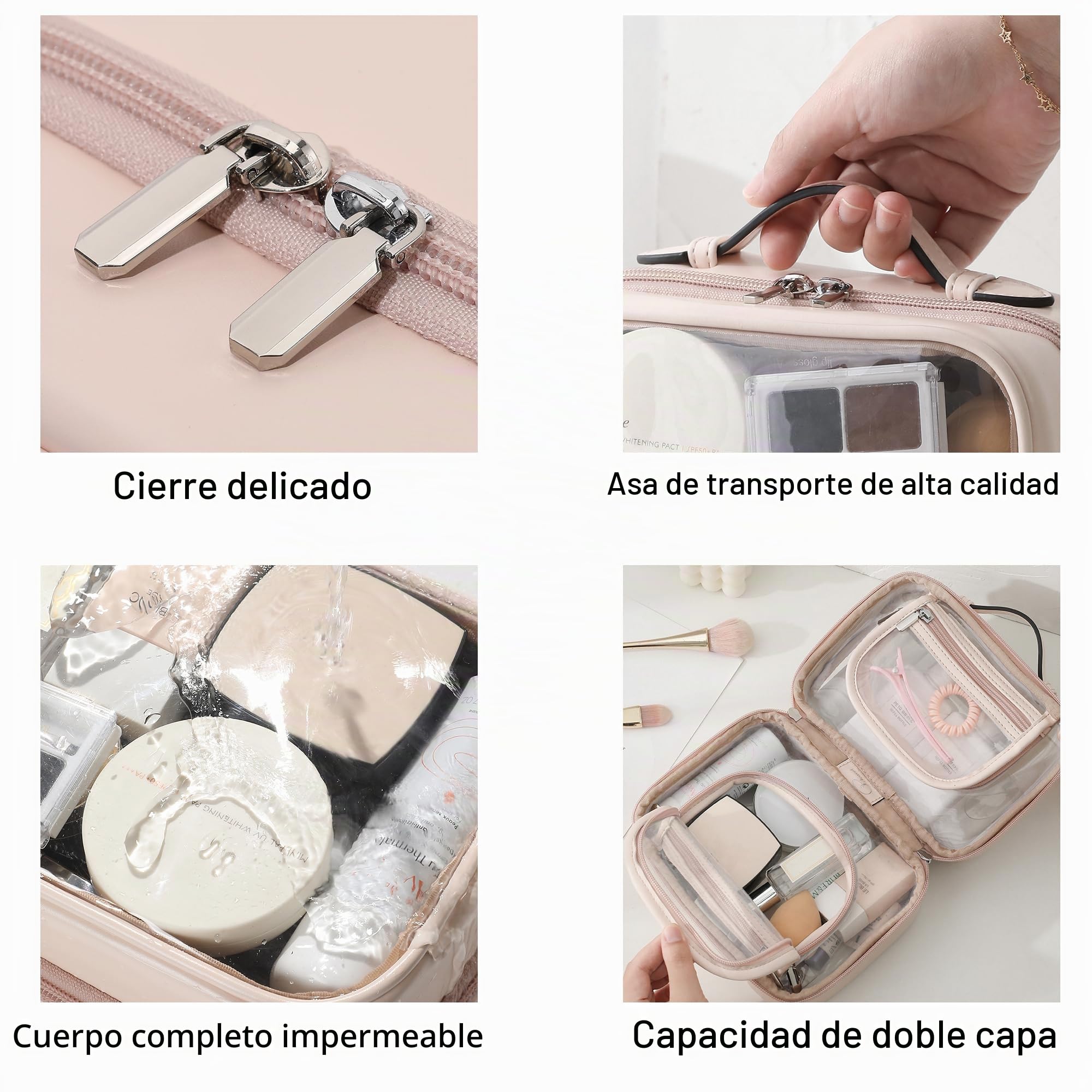 Veki Bolsa de Cosméticos Impermeable de Viaje, Neceser Viaje Bolsa Transparente de Aseo Gran Capacidad Neceser Maquillaje, Portátil Organizador de Maquillaje para Mujeres y niñas