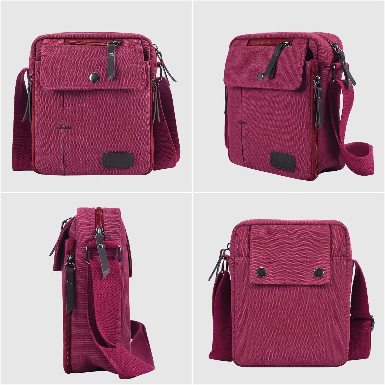 Small Messenger Bag for Men Women, Vintage Canvas Messenger Shoulder Bag Travel Crossbody Bag Multi Pocket Purses - Image 5