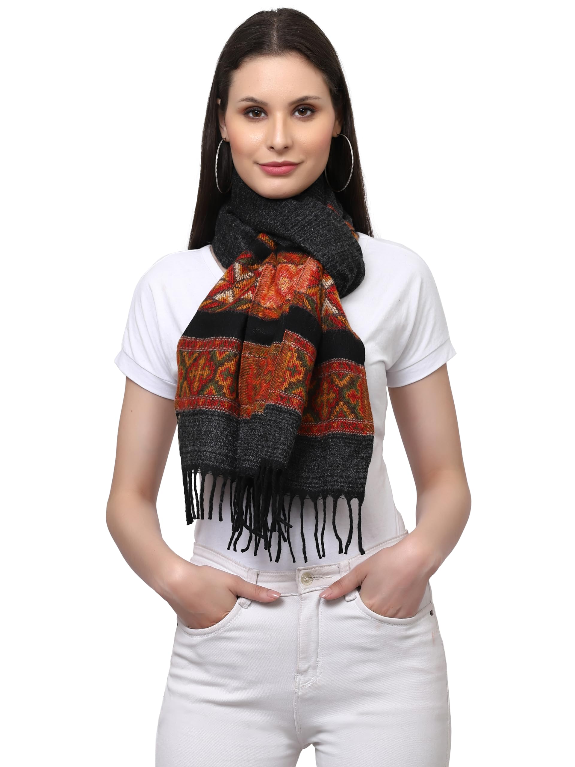 weavers villa Acro Wool Women's Muffler (MF-902, Black Size: 34CM X 200CM)-picture-24