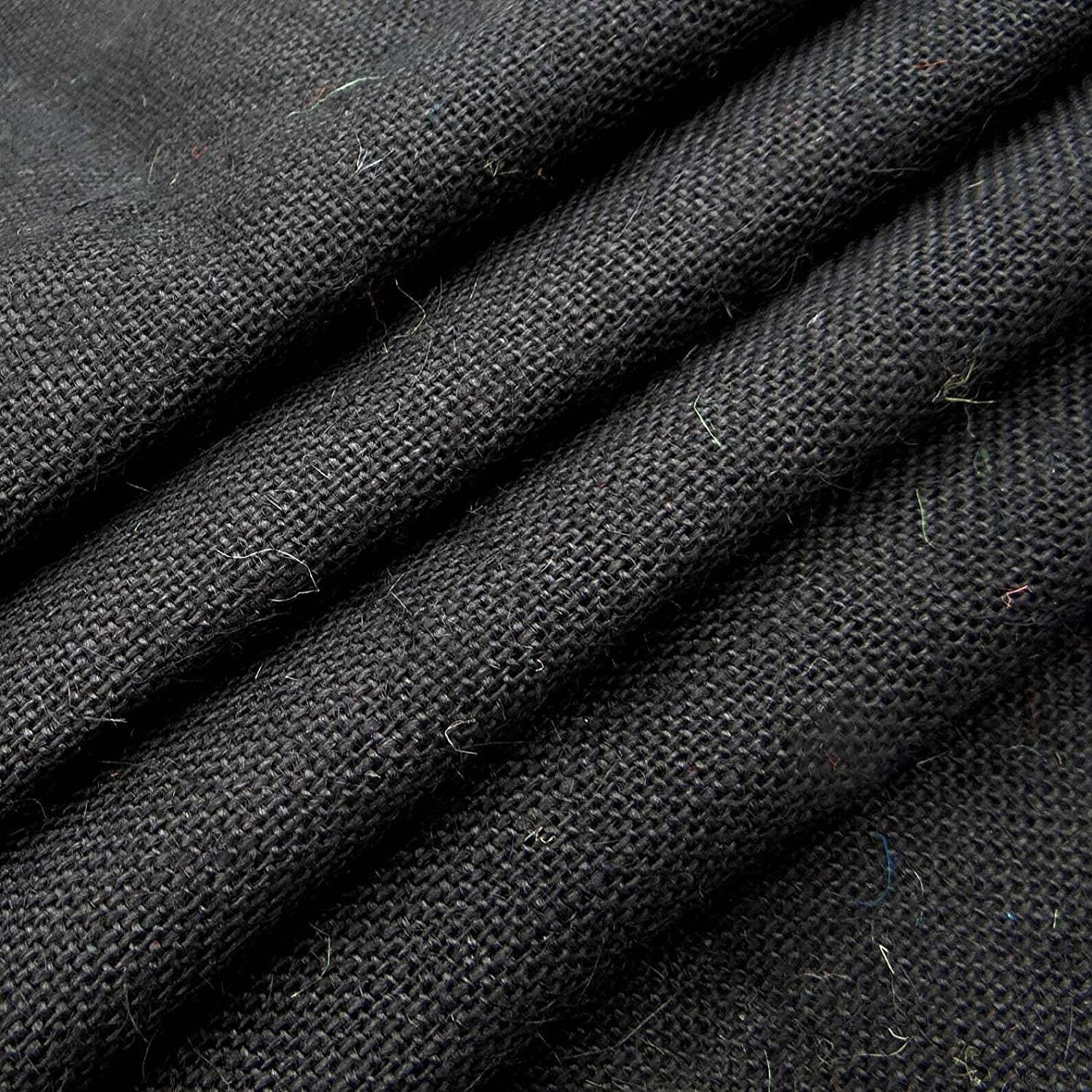 HBM Jute Fabric Soft Rich Cloth with Plain Colours for Sofa, Furnishing, Upholstery, Curtains, Cushions and Craft (Black, 39 x 55 inch - 1 Meter)