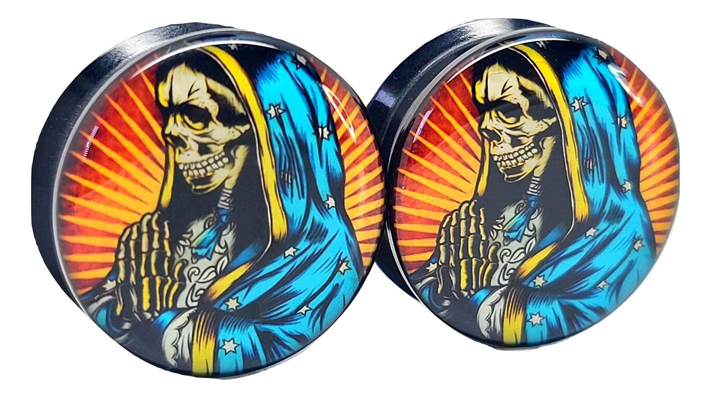 Pierced Republic Holy Skeleton Ear Plugs - Acrylic Screw-On - 10 Sizes - Brand NewPair
