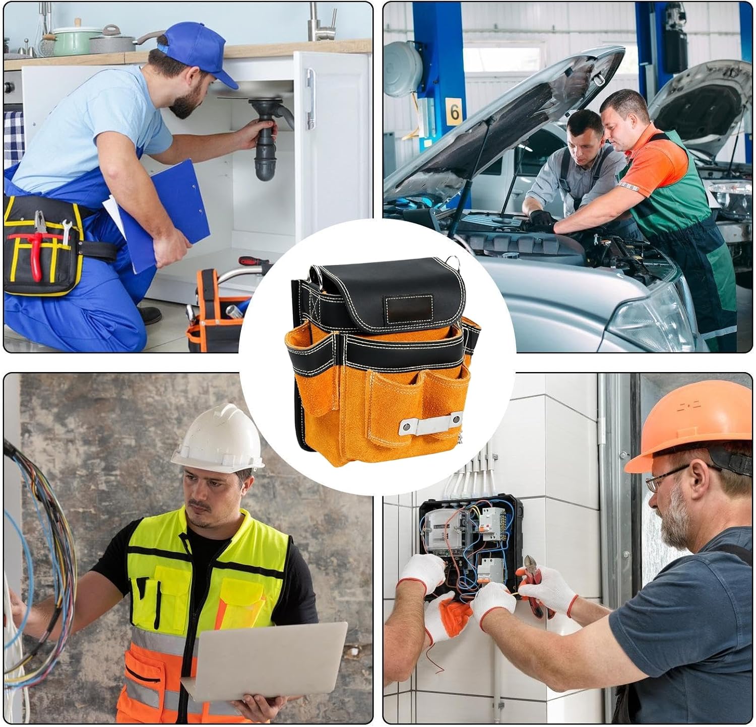 Professional Tool Holder, Multi Pocket Work Belt, Waterproof Pouch with Detachable Strap, Tool Organizer Pack, Work Gear with Ergonomic Design, Belt Pouch for Garden and Home Use