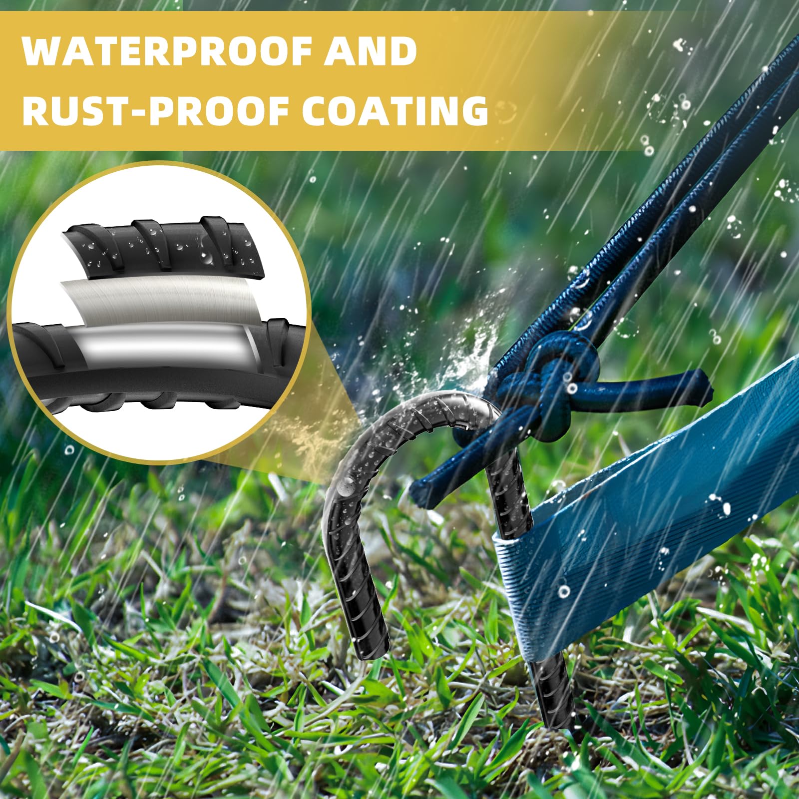Necneecu 8 Pezzi picchetti Tenda 12 Pollici Pali Per Trampolino Resistente Ganci a J Ancoraggio Per Fissaggio Recinzioni、Giardino、Altalene、cornice per porta da calcio