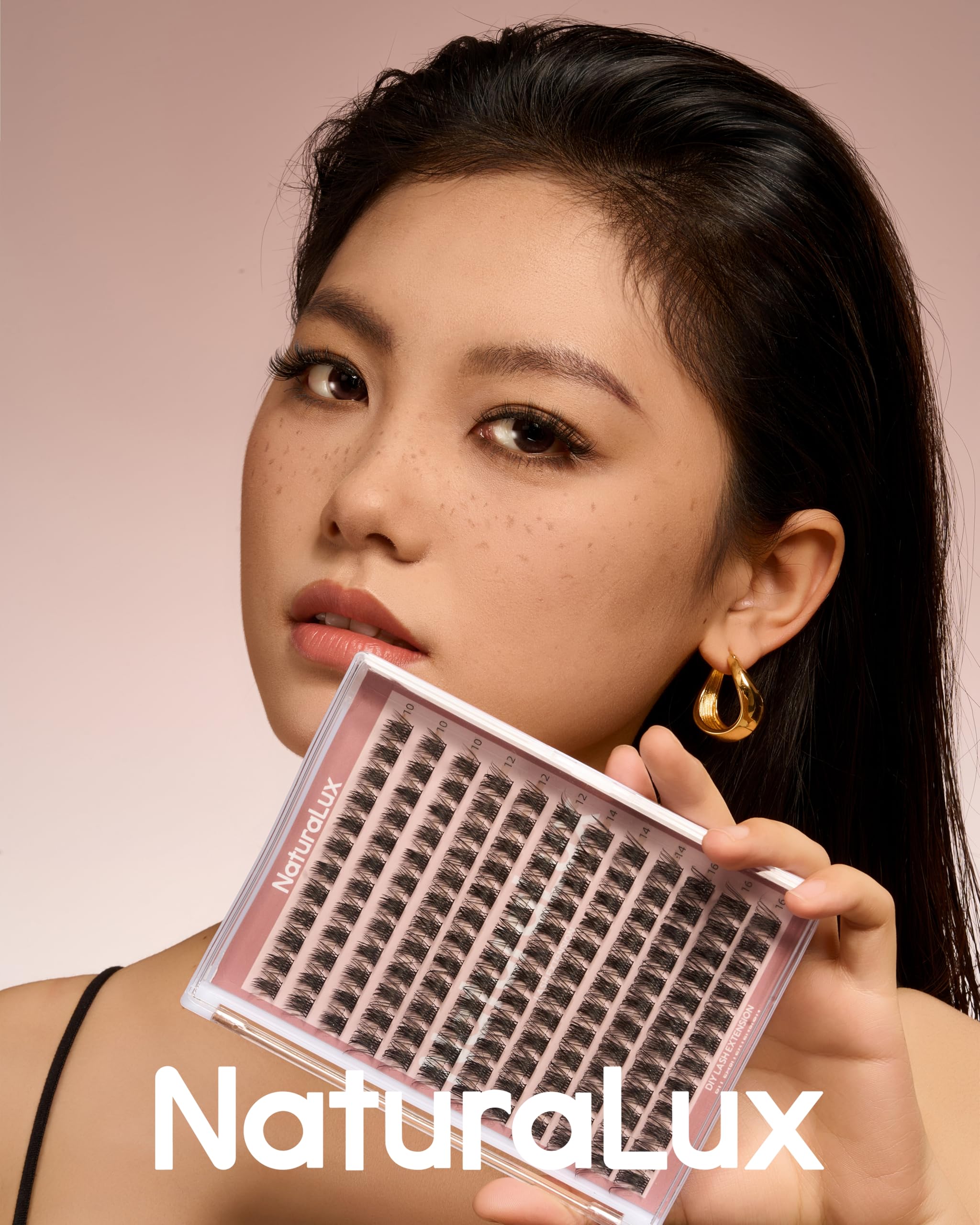 NATURALUX Wispy Glam Mixed Lash NL05; 10 mm, 12 mm, 14 mm, 16 mm; 144 całkowita liczba; sztuczne rzęsy, pojedyncze rzęsy, przedłużanie rzęs, klastry rzęs, D curl