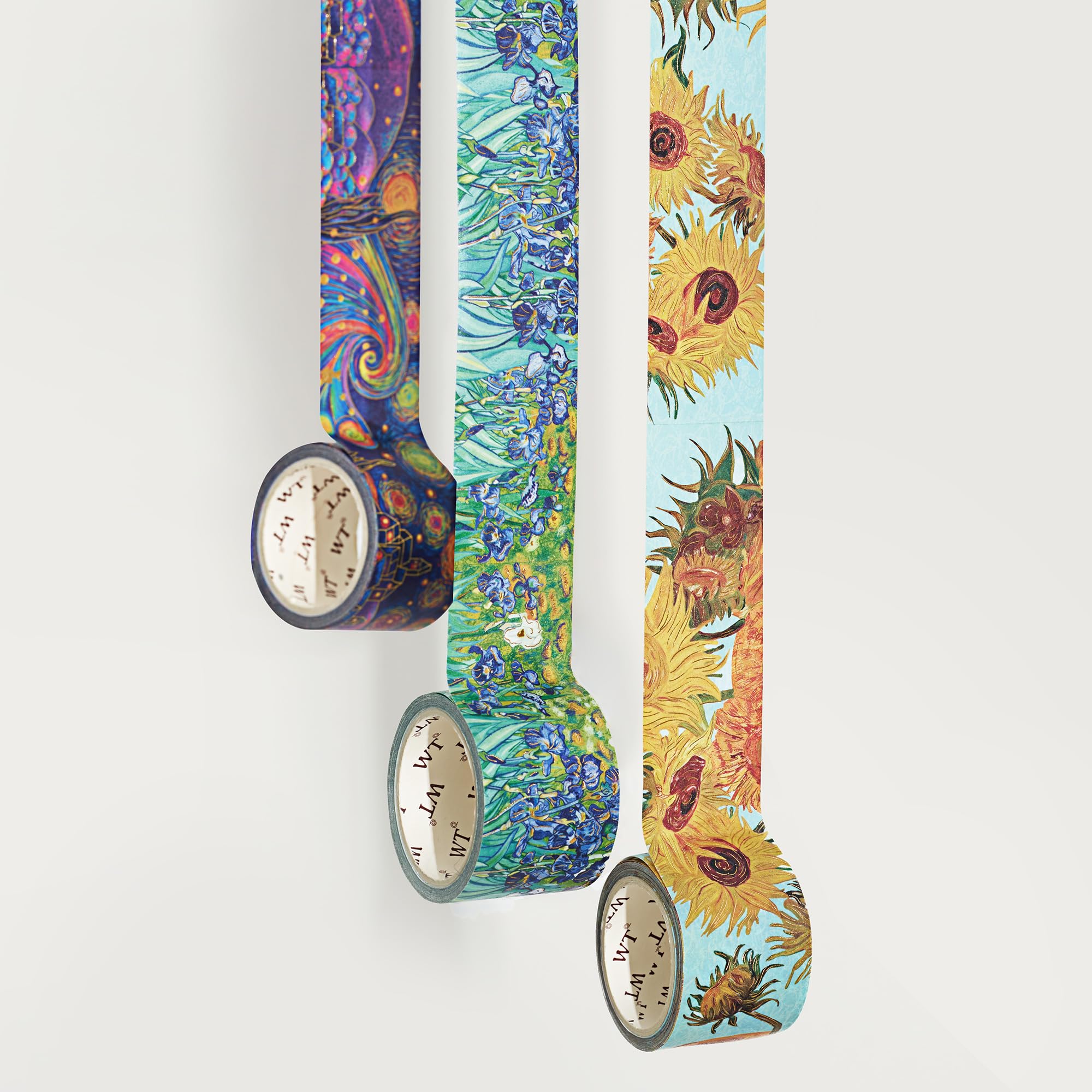 WT Van Gogh Washi Tape Set, Original Design, 3 Rolls, Gold Foil, 30mm Wide Decorative Masking Tape, Bujo Planner Supplies, DIY Art Crafts Paper Tape, Adhesive Wrapping Tape, Journals Gifts