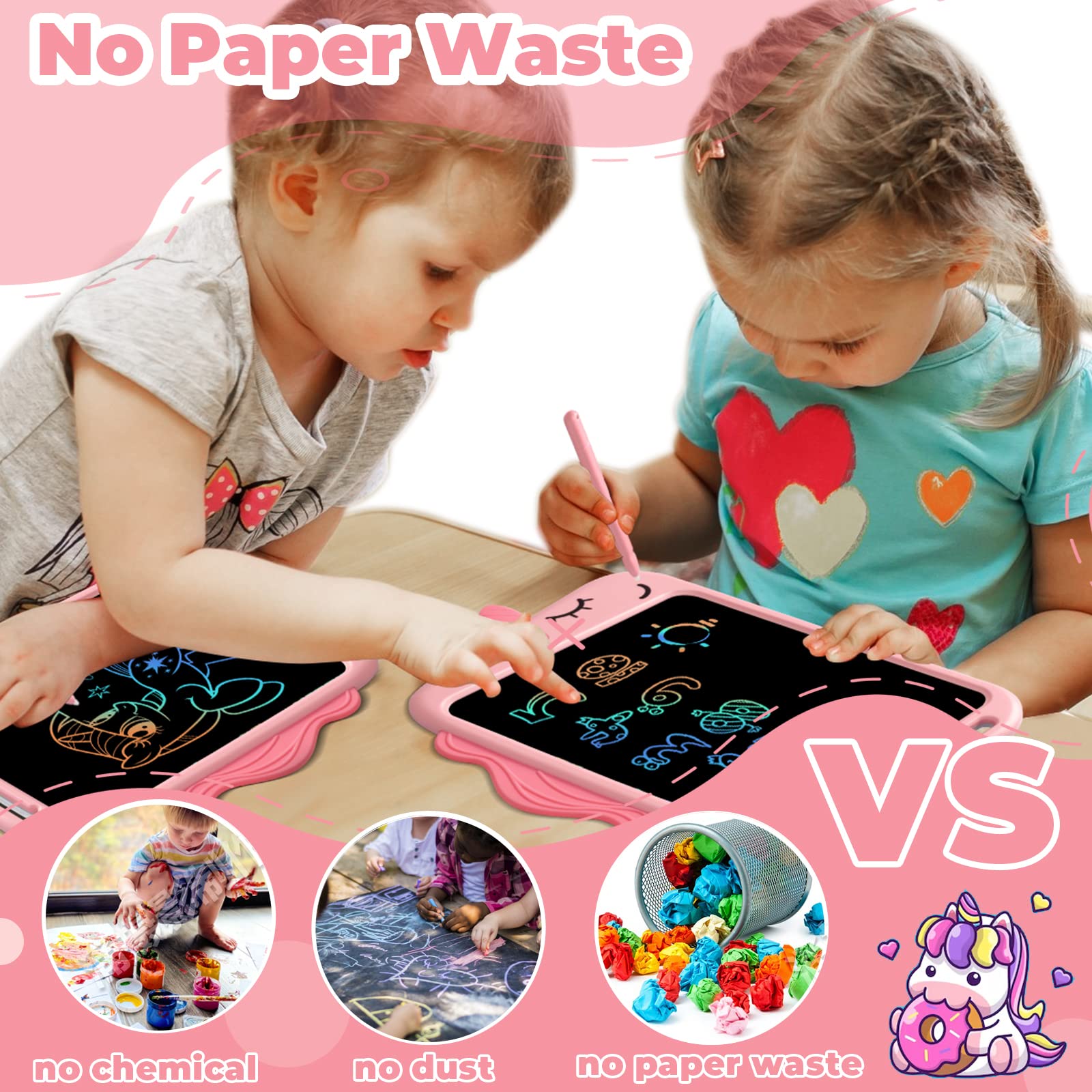 NOBES Regalo Giochi Bambini 2 3 4 5 6 7 Anni, Tavoletta Grafica LCD Scrittura 10 Pollice Giocattoli Educativi, Lavagna Magnetica Unicorno Ragazze (Rosa)