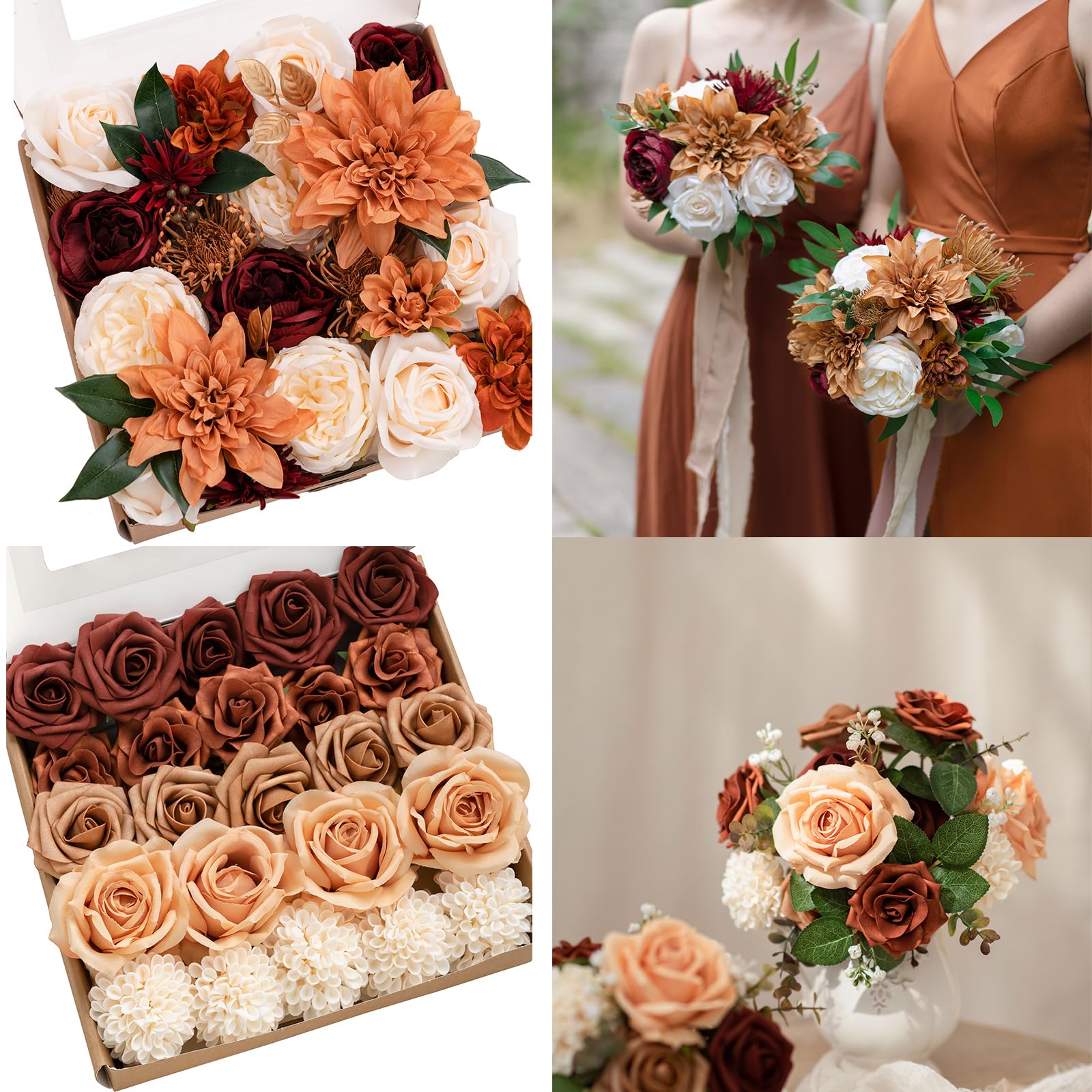 Amazon.com: Ling's Moment Fall Rust Terracotta Artificial Flowers