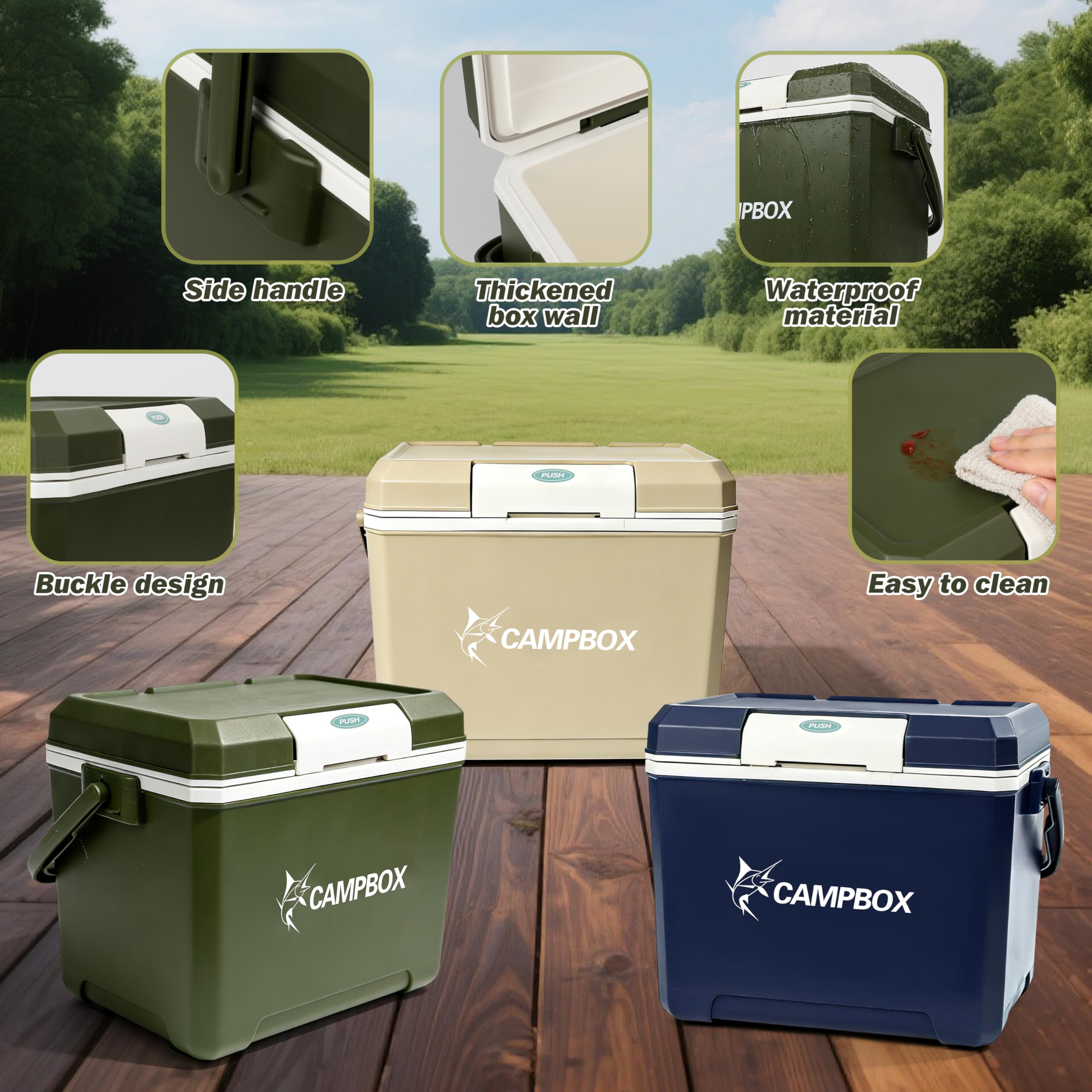 JONRRYIN Glacière 24L, Glacière Passive Maintient Le Froid Jusqu'à 12h, Glacière Mobile avec 2 Pain de Glace, Sac Isotherme Boîte Isotherme pour Camping, Pique-Nique, Plage, Jardin