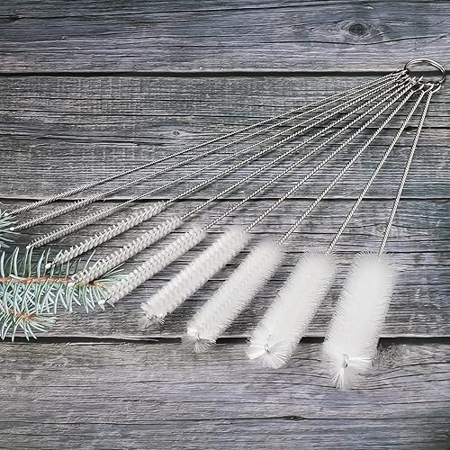 Miniatura 7 de CiaraQ Cepillos de limpieza de botellas, juego de cepillos de tubo de nailon de 9.8 pulgadas, limpiador para botellas de cuello estrecho tazas con