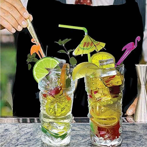 Miniatura 5 de Lily's Home Juego de 4 vasos Tiki  Ideal para cócteles exóticos, Highball  Juego único de vasos Tiki Bar y Bar de cocina, juego de vasos de vidrio y