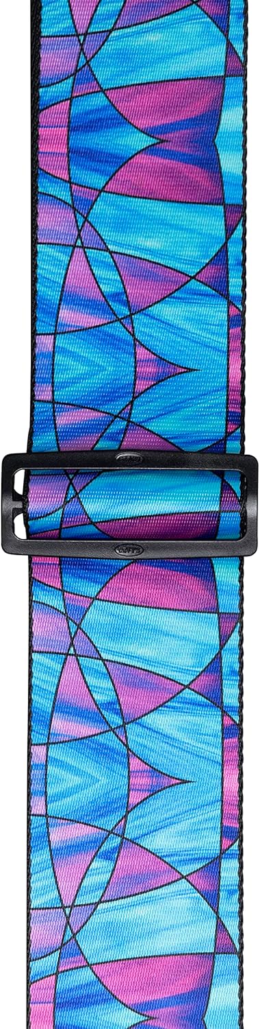 Levy's Leathers 3" Stained Glass Guitar Strap with Plumb Blue Design; (MP3SG-004)