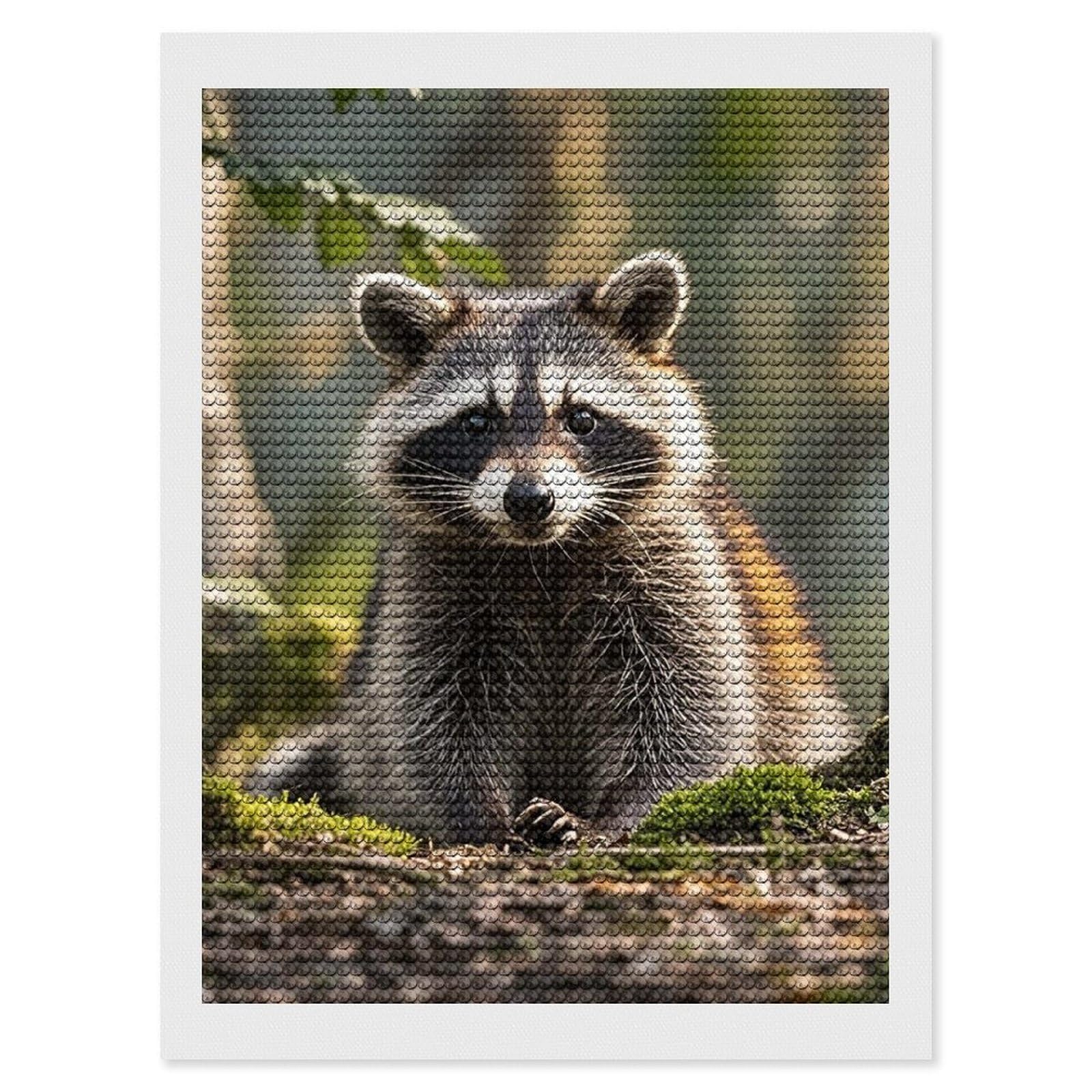 Woodland Raccoon Animal Diamond Painting Kits for Adults, DIY 5D Diamond Painting Kits for Beginners, Round Full Drill Diamond Dots Paintings, Diamonds Pictures Gem Art for Crafts Home Decor 12"x16"