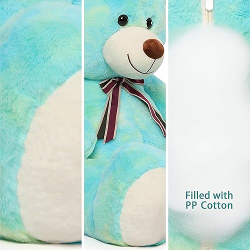 Miniatura 7 de Tezituor Oso de peluche gigante, peluche grande, osos verdes arco iris, regalos para San Valentín, Navidad, cumpleaños, 40 pulgadas