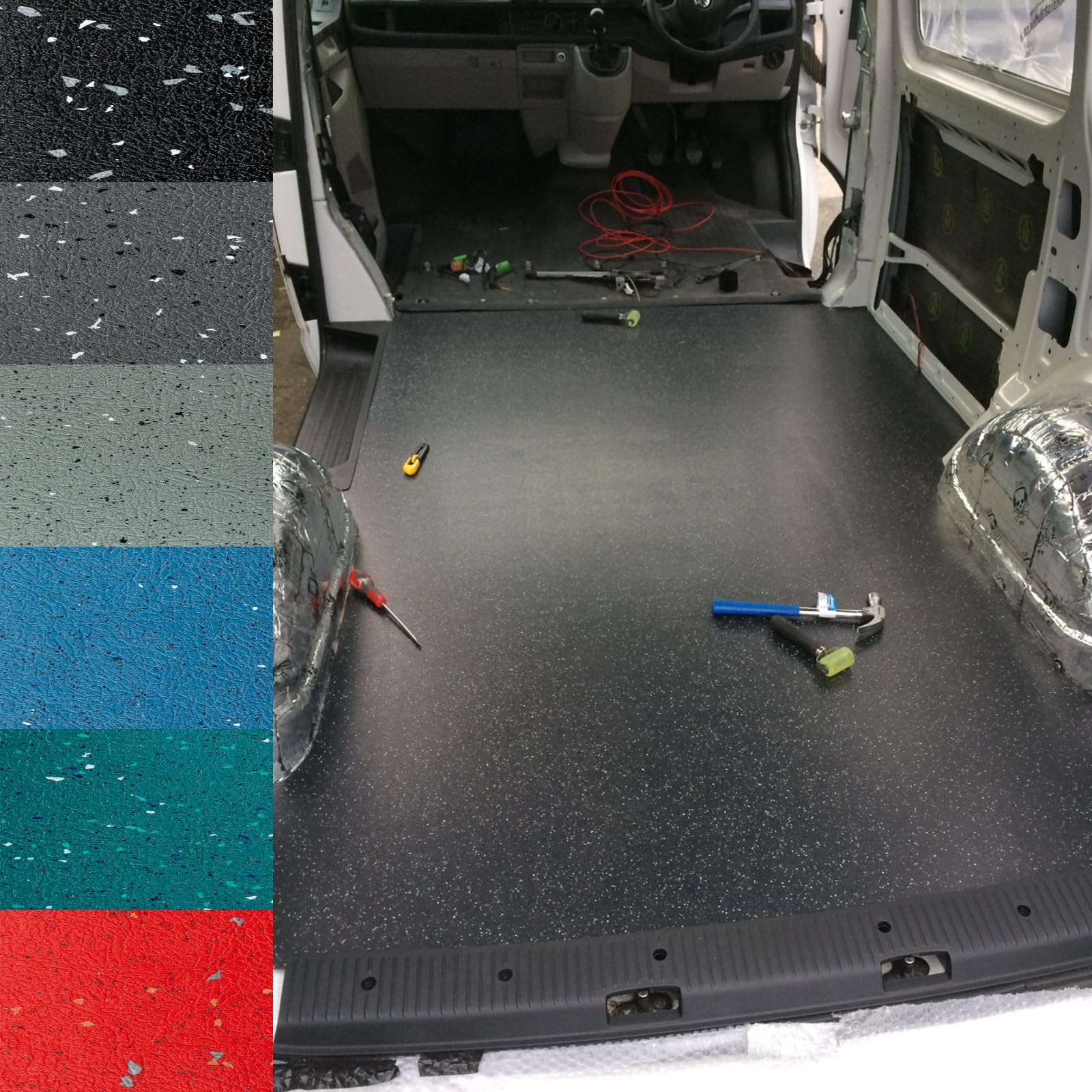 Vandalised- Van Vinyl Flooring - Etiquette Vinyl Real Quartz Sparkle Safety Flooring – Camper/Van/Caravan - 6 Colours & Various Lengths (1:Nightsky, 1meter x 1.8meter)