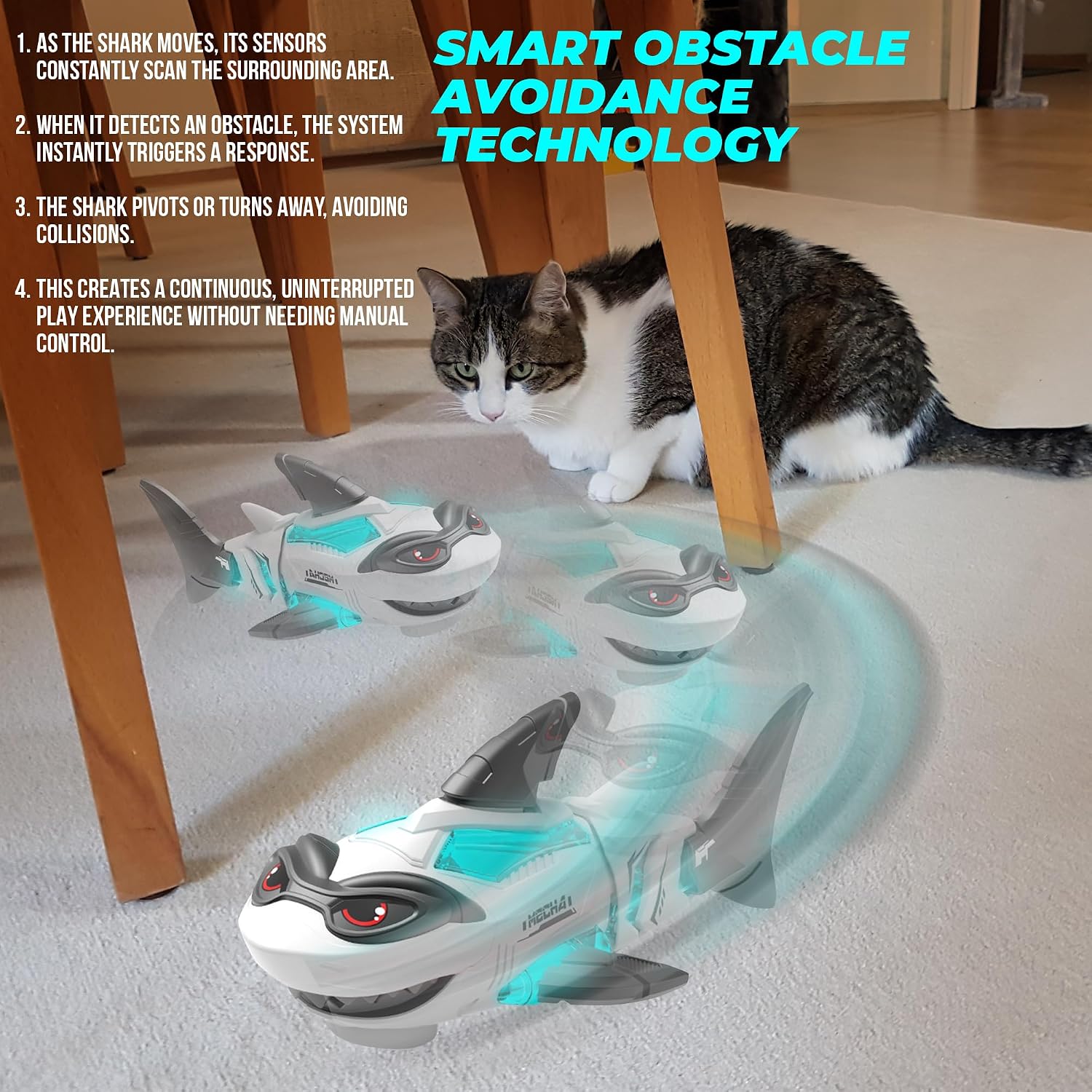 puzgic Shark Toy Interactive Crawling Shark Toys with Music and Lights for Kids, Auto-Direction Change Crawling Walking Toy for Infants Toddlers 3 4 5 6 7 8 Year Old, Boy Girl Birthday thumbnail
