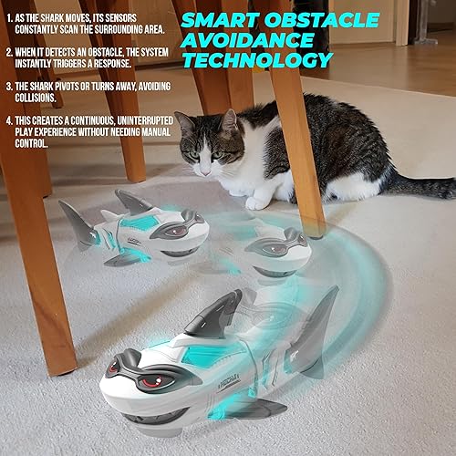 Miniatura 3 de Juguete de tiburón interactivo con música y luces, cambio de dirección automática, juguete para caminar y gatear, regalo para bebés de 6 a 12 a 18