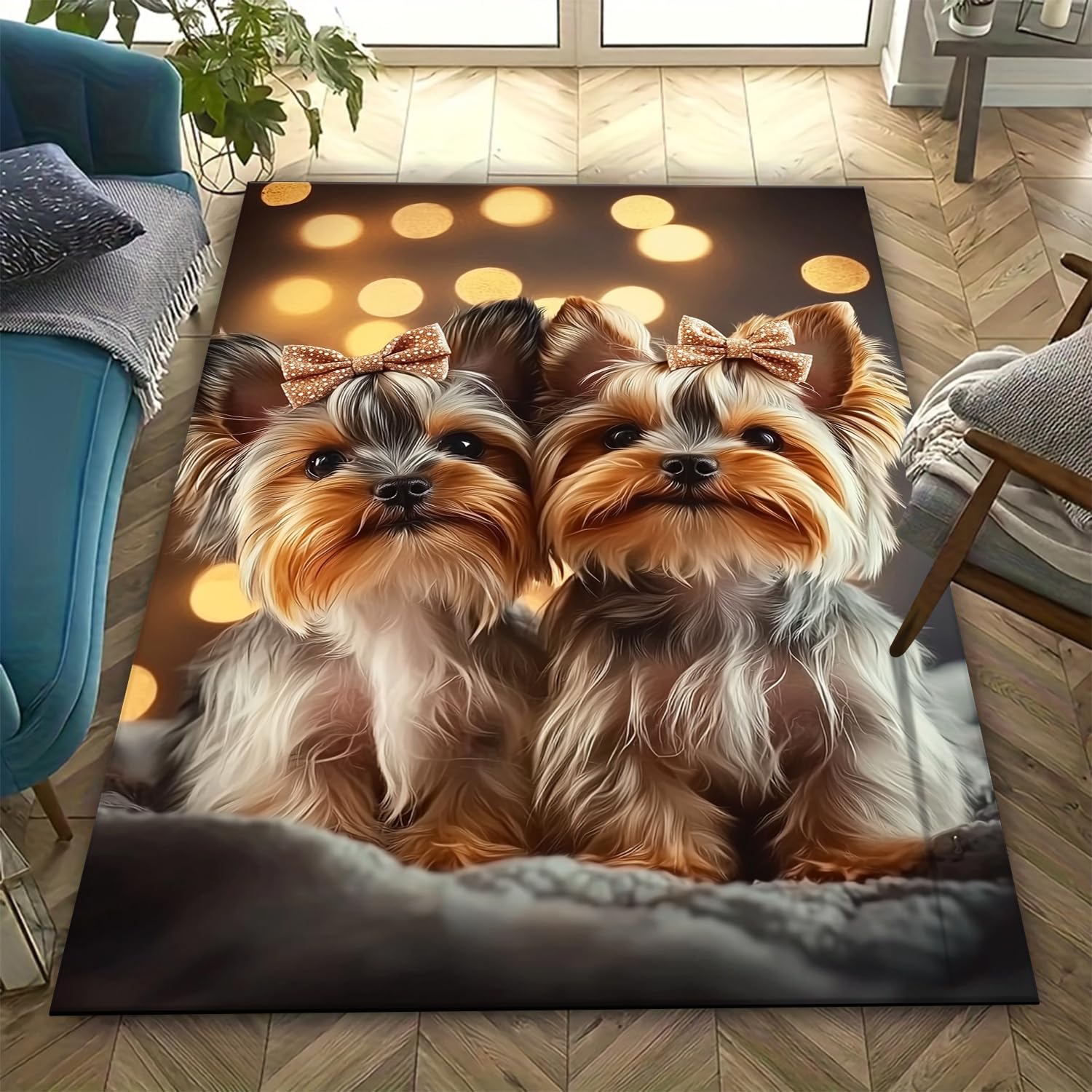 Tapis anti-slip imprimé 3D chien grand tapis moelleux de salon
