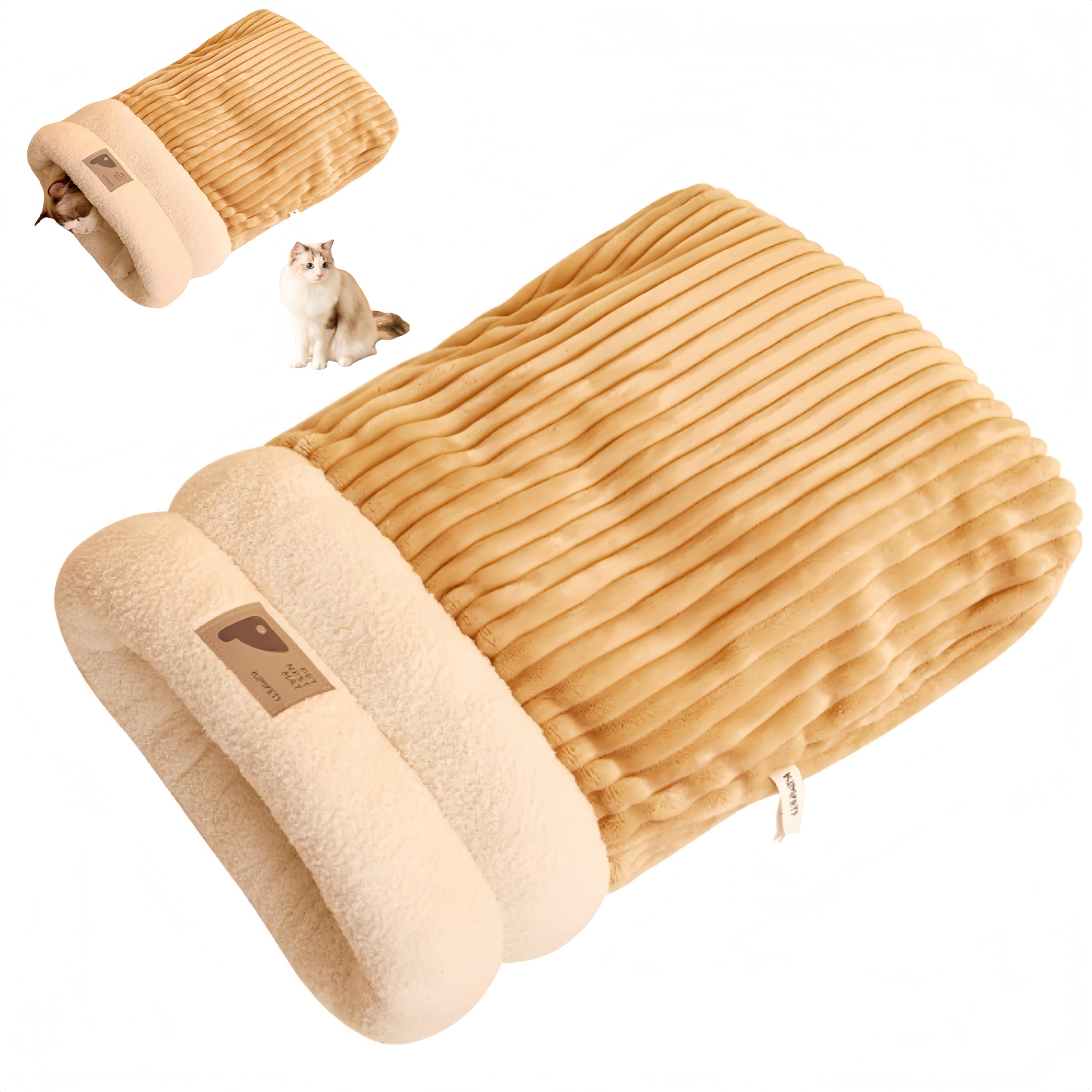 Pet Bed for Winter Pet Bed for Hauskatzen Genisch Cat Bed Cave Cat Sleeping Bag Warm Pet Bed Dog Bed Sleeping Bag Waschbarer Warmer Katzenschlafsack - Braun