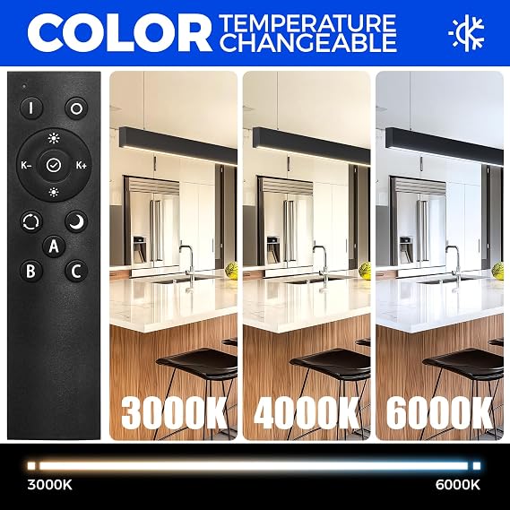 Barrina 3575 Remote Series LED Linear Light Fixture 4FT 40W, Black, 4 Packs