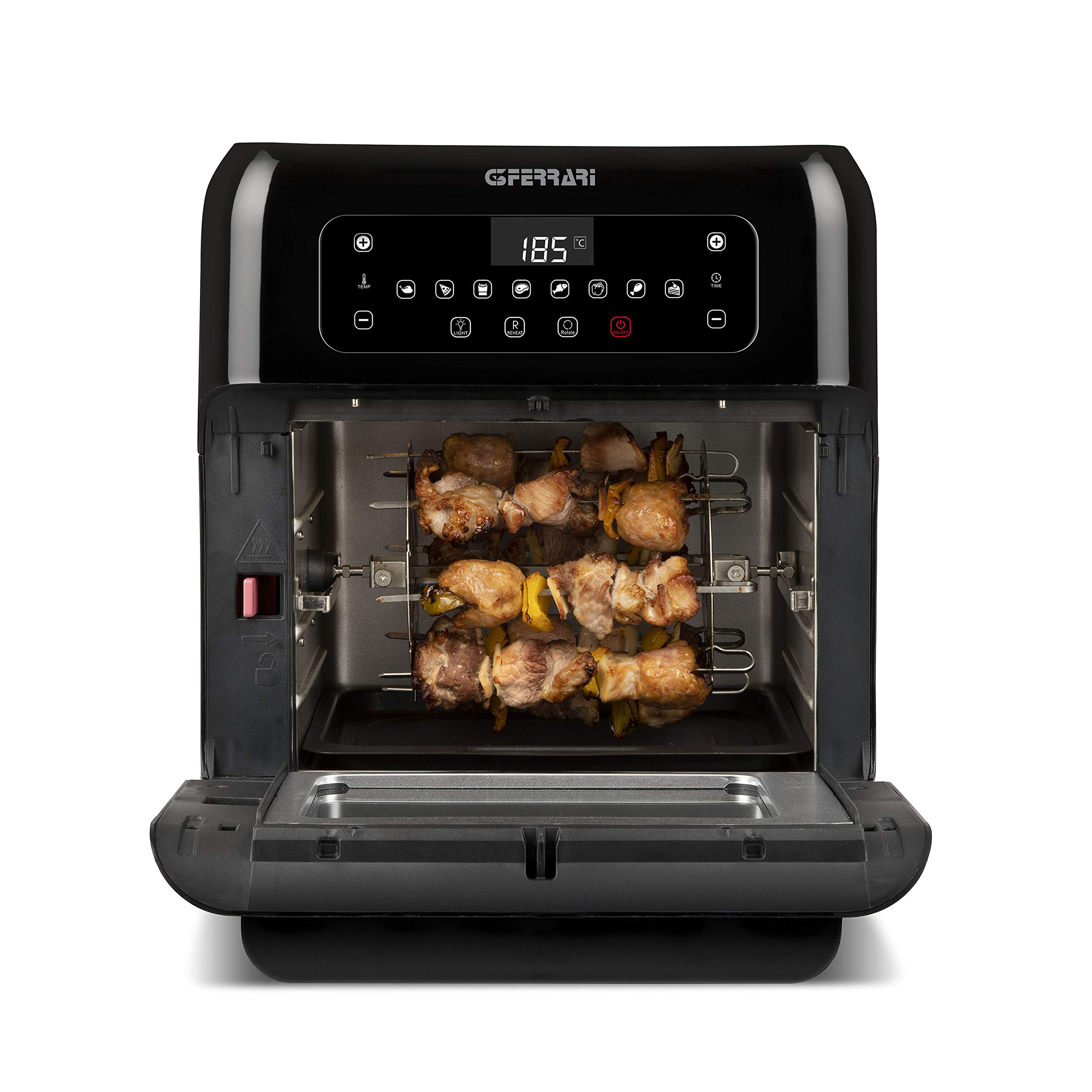 G3 Ferrari G10136 Friggisano 2.0, Friggitrice ad Aria, 11 Litri, 1500 W, 9 Programmi, Multifunzione, Display digitale, Luce interna, Timer, Accessori INOX BPA/PFOA Free e Ricettario inclusi, Nero