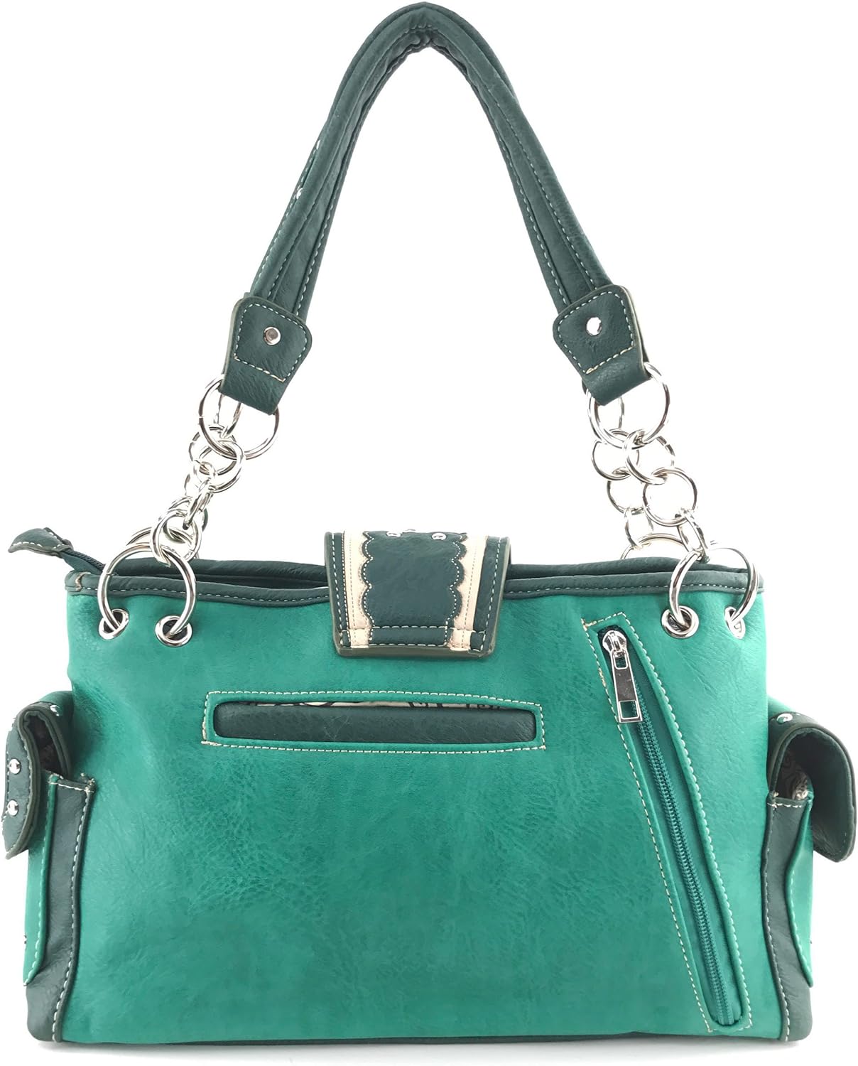 Justin West Longhorn Texas Star Tooled Buckle Shoulder Handbag Purse Stud Rhinestone Concealed Carry