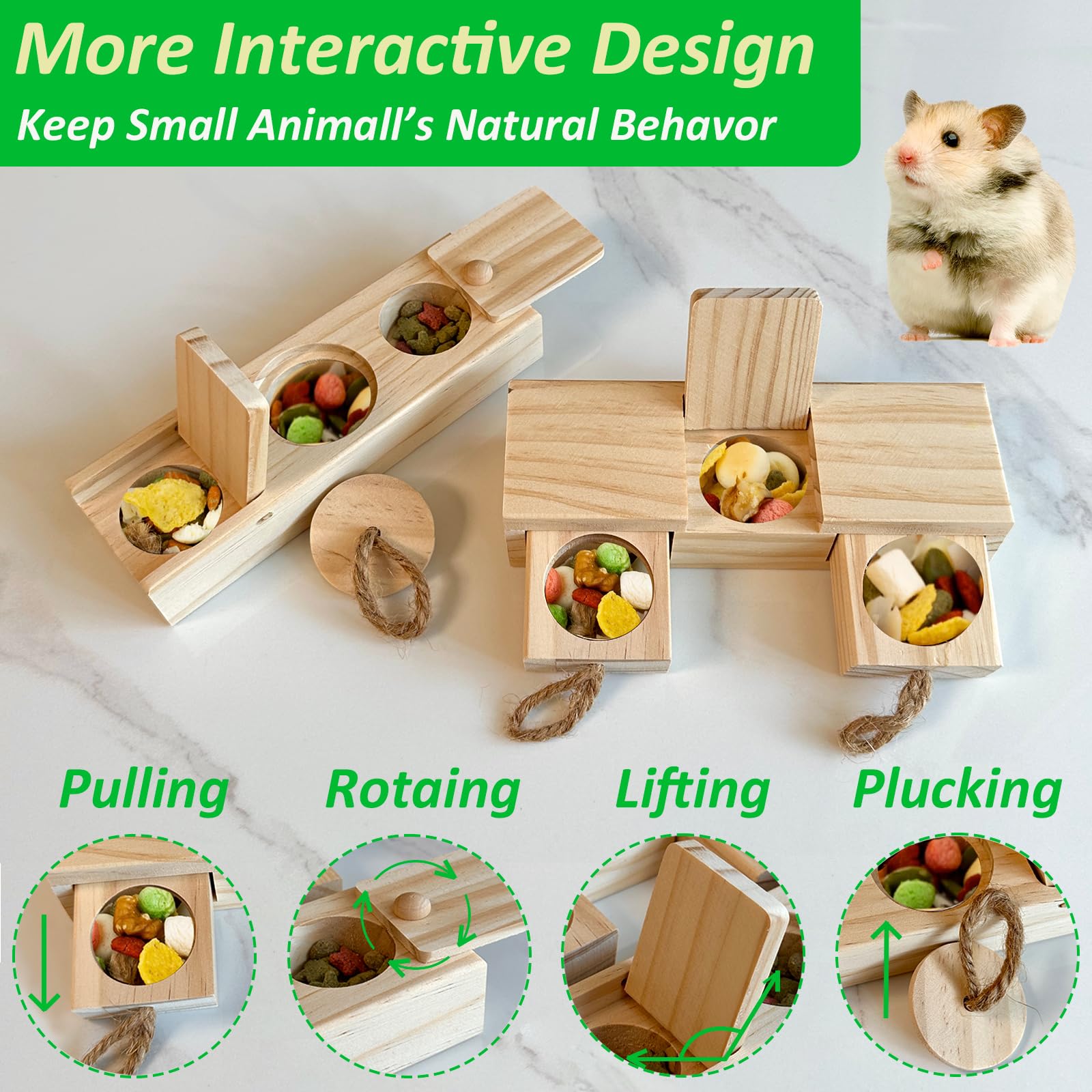 2 Pack Wooden Chew Toys For Small Animals - Guinea Pig, Rabbit, Hamster Cage Accessories For Dental Health & Boredom - View #11