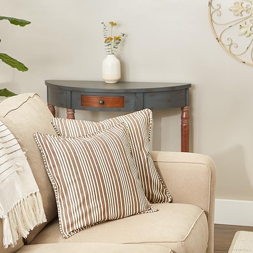 Miniatura 82 de DII Colección de fundas de almohada, algodón reciclado, cremallera oculta, 18x18, rayas cambray, azul brillante, 2 piezas