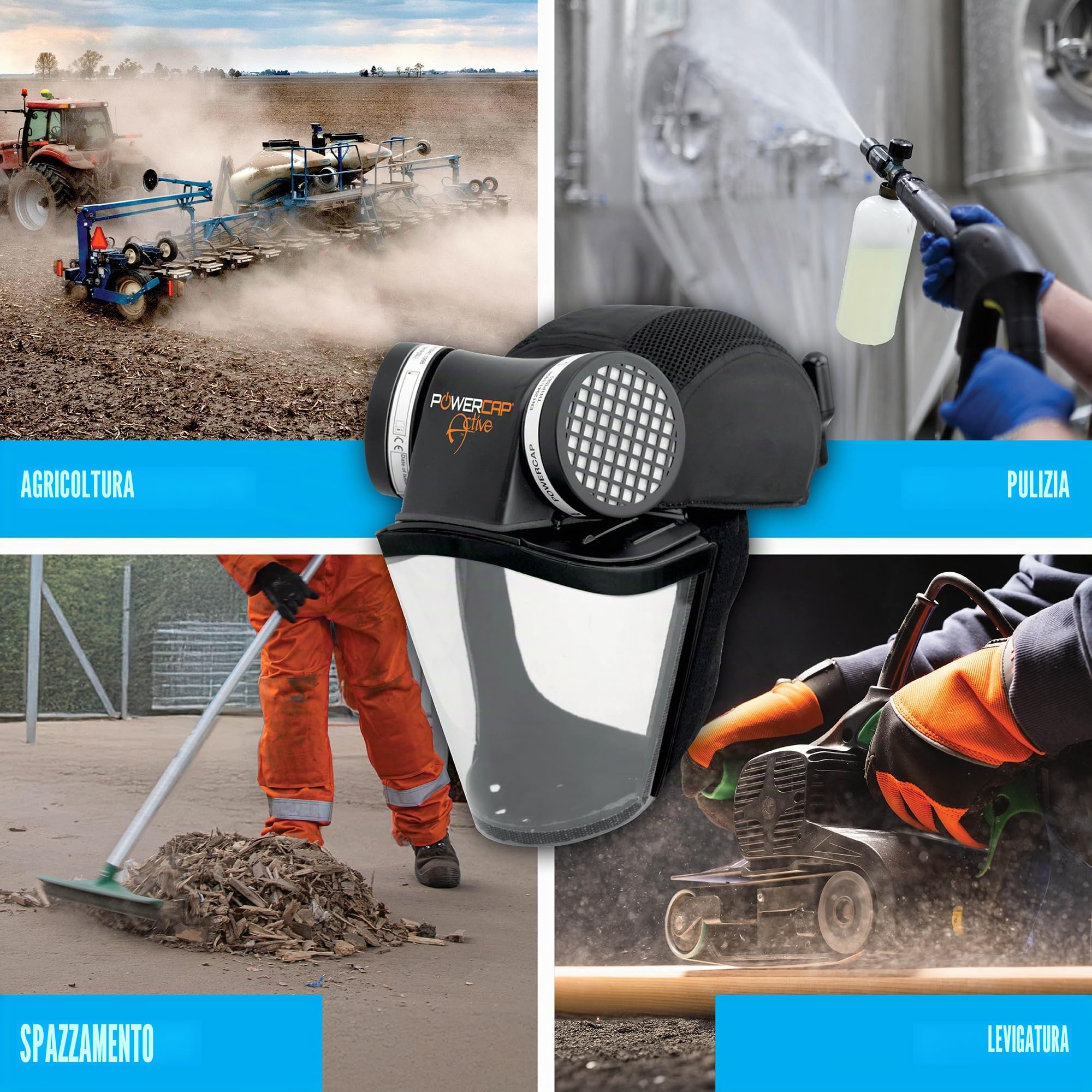 JSP PowerCap Active Respiratore Elettroventilato con Berretto Antiurto | Protezione da polvere e particelle. Batteria 8 h e USB. TH1. Legno, bricolage. EN 12941 & EN 812.