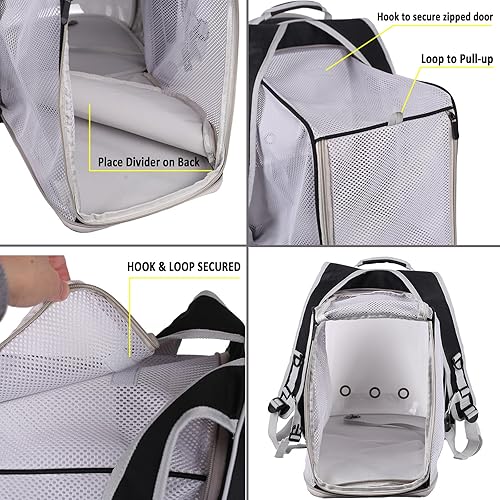 Miniatura 60 de Mochila polarizada doble expandible para gatos, adecuada para mascotas de hasta 20 libras, cápsula espacial expandible delantera y trasera