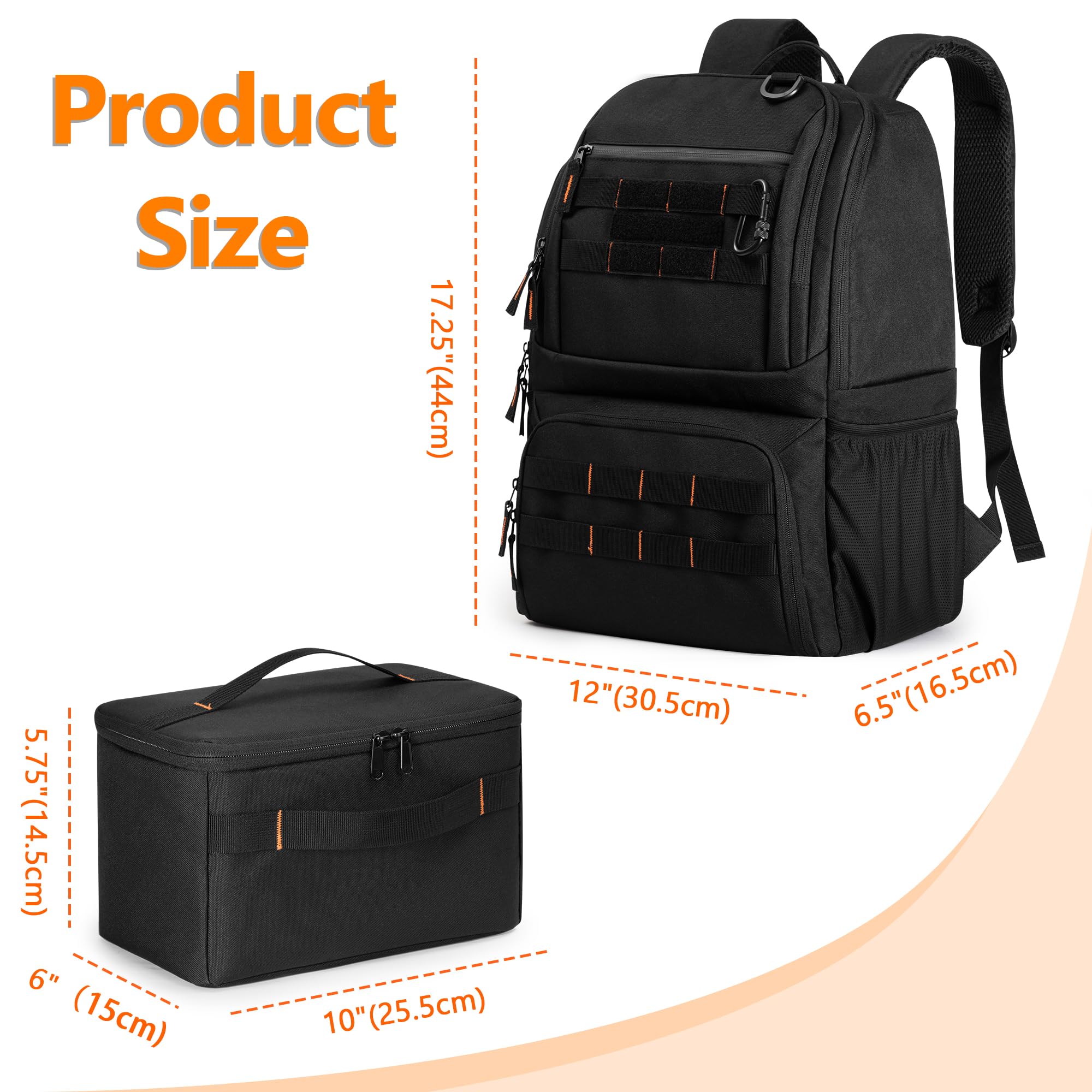 BAFASO Mochila Táctica para el Almuerzo, Bolsa Térmica Aislada, Negro | para Hombres y Mujeres, con Compartimento para Portátil de 17 Pulgadas (Sin Accesorios)