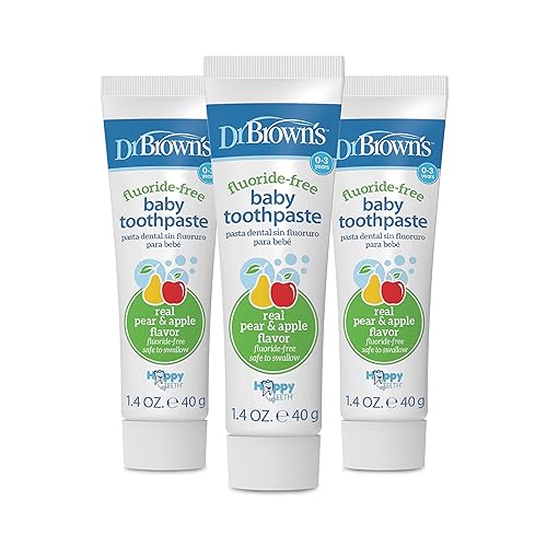 Dr. Brown's Pasta de dientes para bebés, niños pequeños y niños, sin flúor, fabricada en los Estados Unidos, 0-3 años, 1.4oz, paquete de 6, sabores