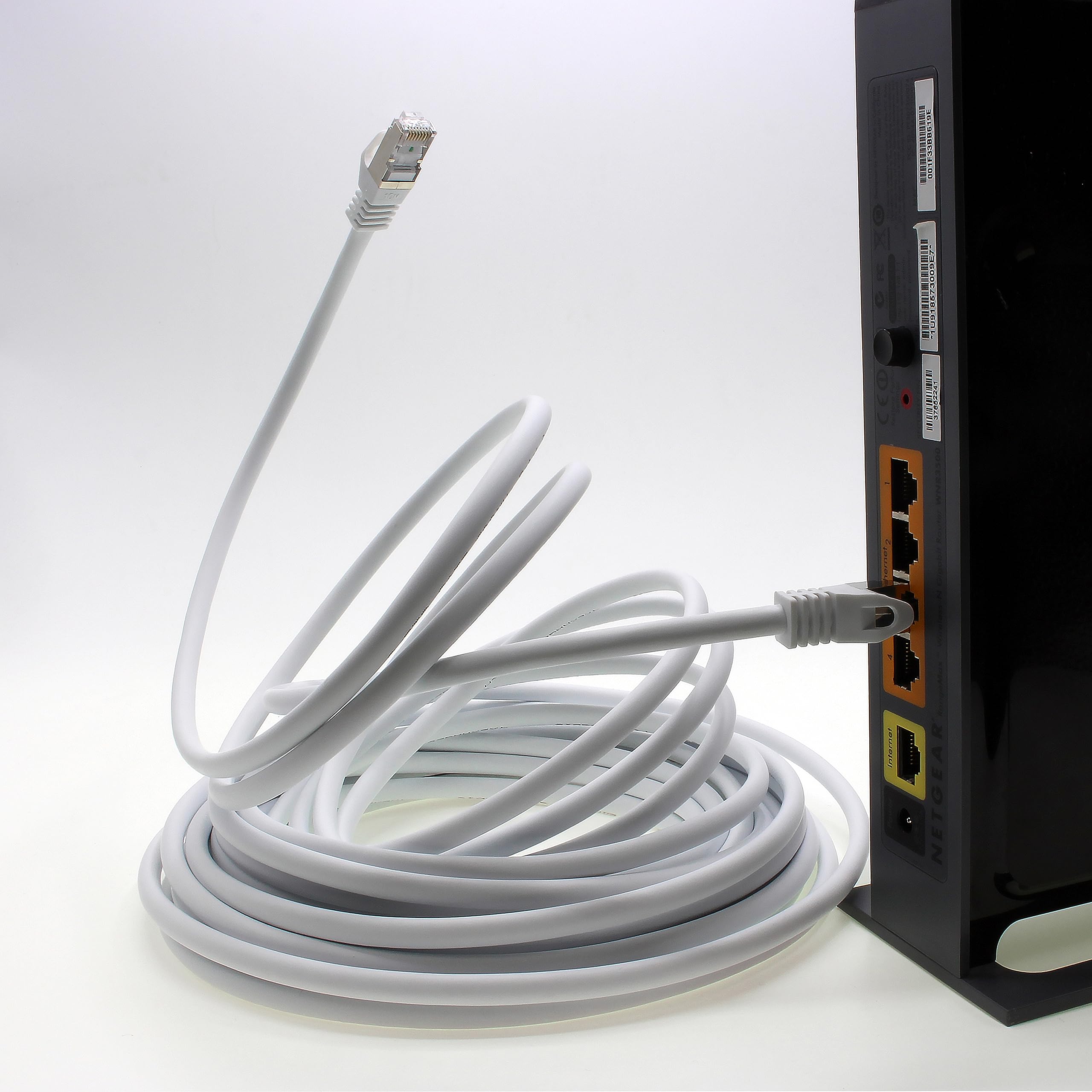 Cable LAN de 1 m, Cat7, color blanco, 10 unidades, Ethernet RJ45, 10 Gbps, SFTP, cable de conexión para router, módem, conmutador, PC, portátil, consola de juegos
