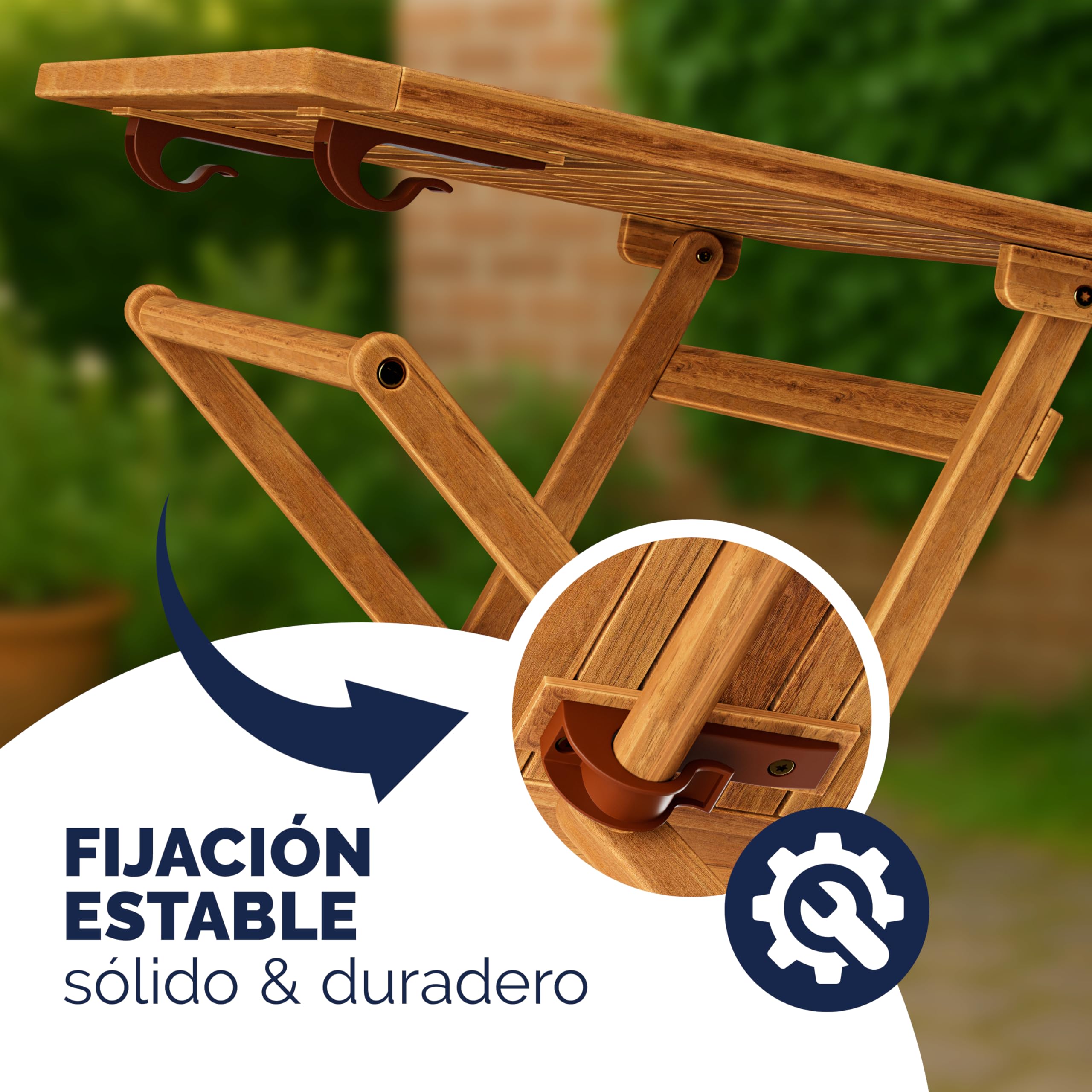 CASARIA® Mesita de Jardín Plegable de Madera Acacia 70x70cm Carga hasta 80kg Resistente Intemperie Mesa Auxiliar Portátil Exterior Balcón Terraza Marrón
