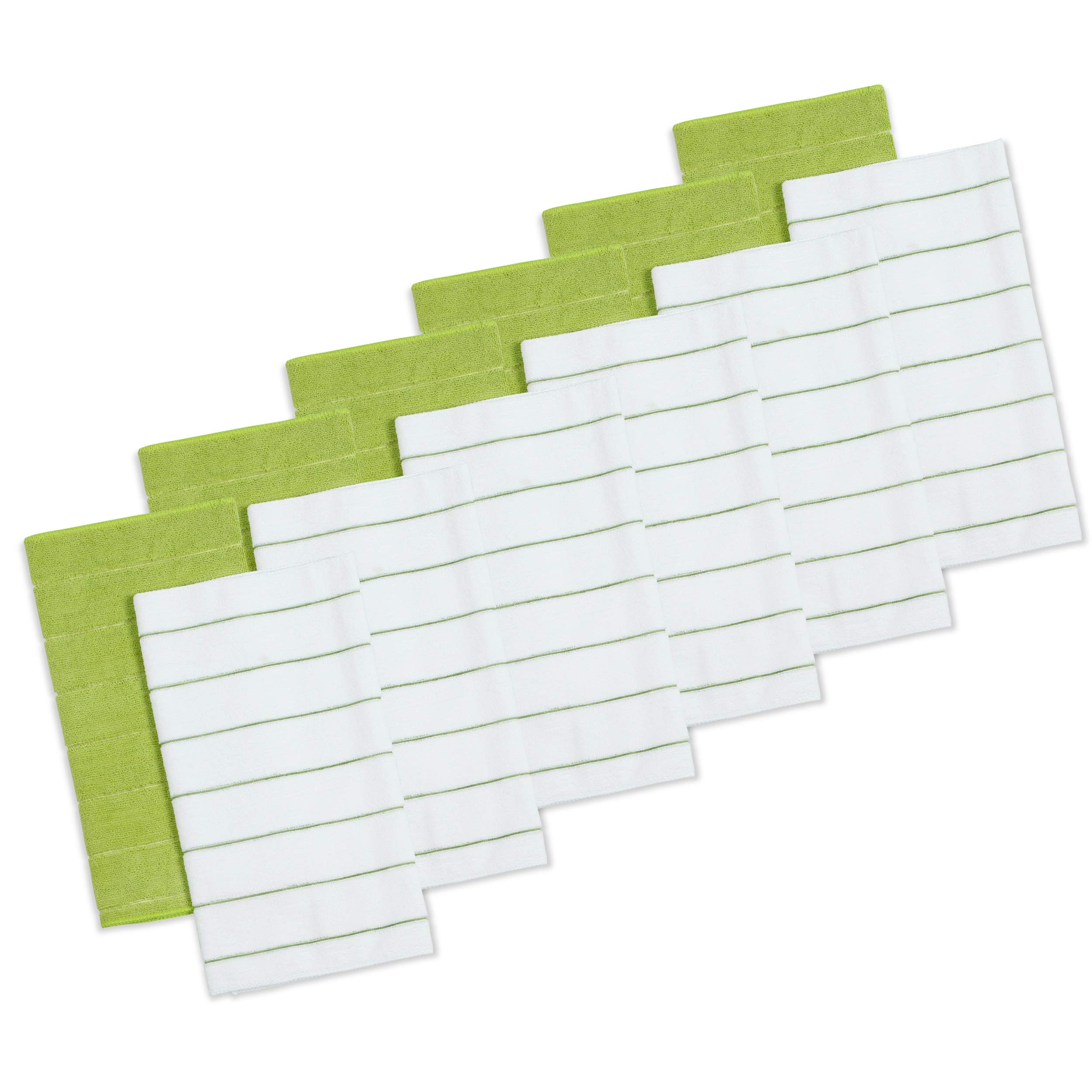 The Clean Store 79292 Microfiber Kitchen Towels, Lime/White, 15"x25", 12 Pack