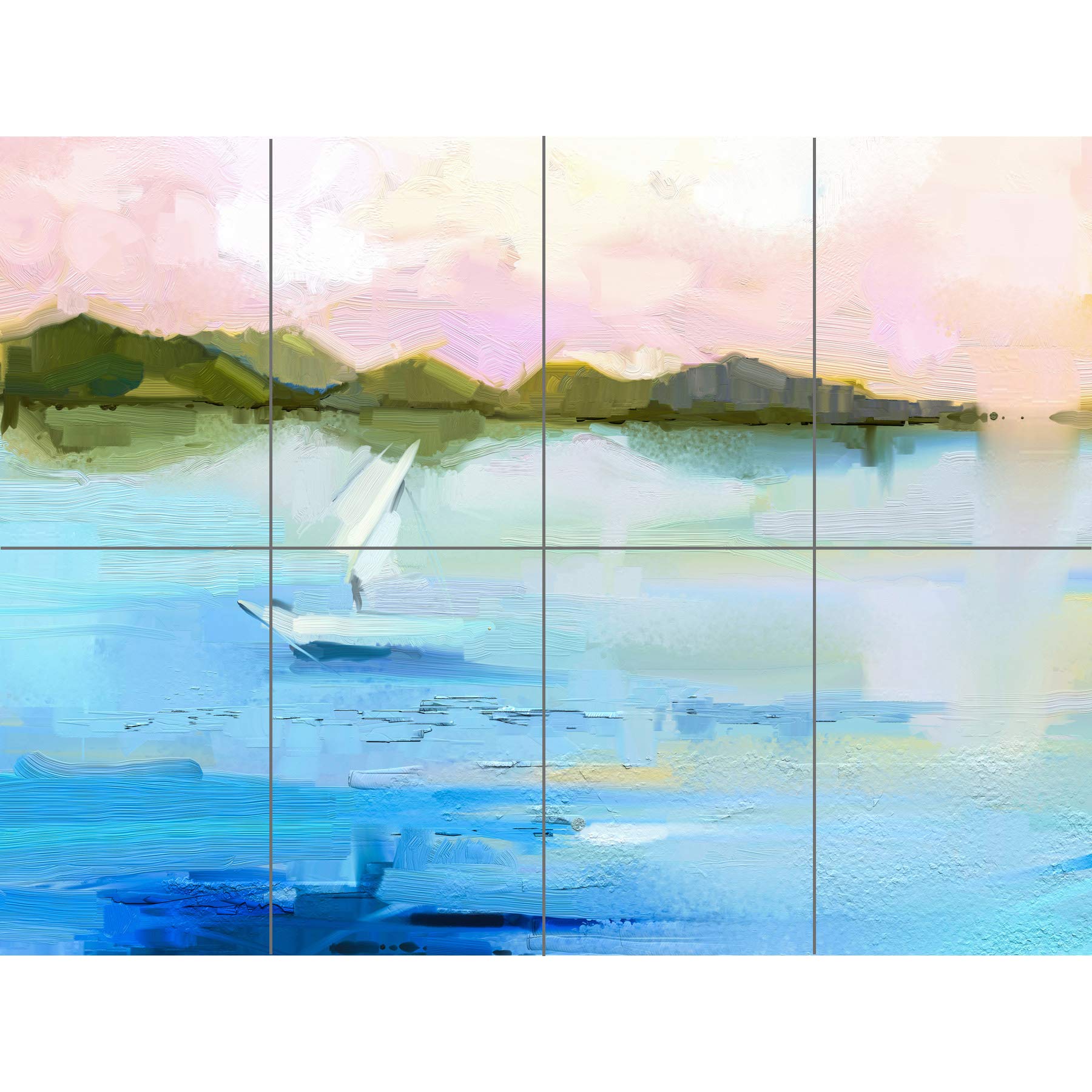 Artery8 Abstract Seascape With Boat XL Giant Panel Poster (8 Sections)