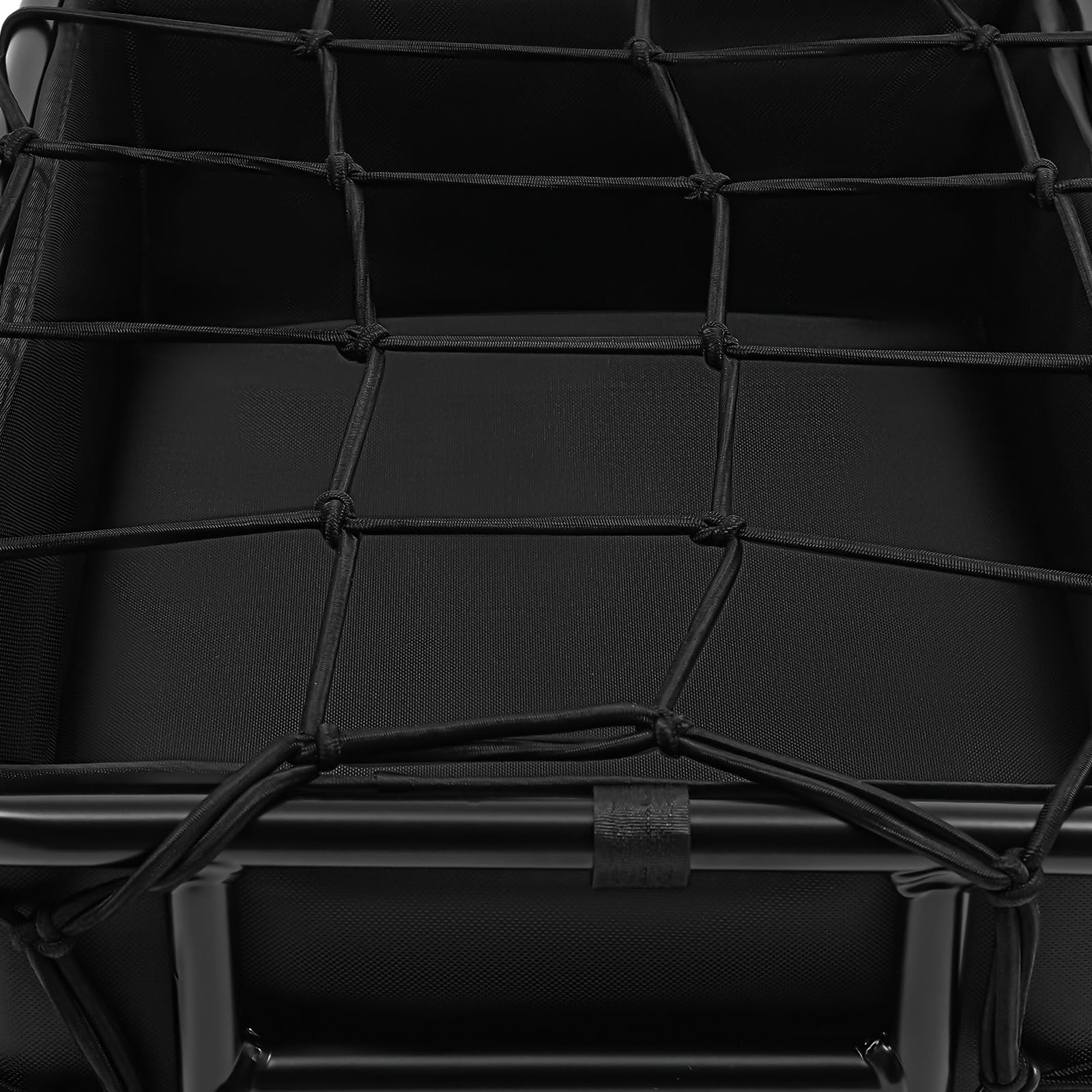 Panier de vélo arrière 456 x 320 x 150 mm, panier de roue arrière avec filet à bagages, doublure intérieure amovible, capacité de charge jusqu'à 70 kg, panier de porte-bagages pour chiens, animaux
