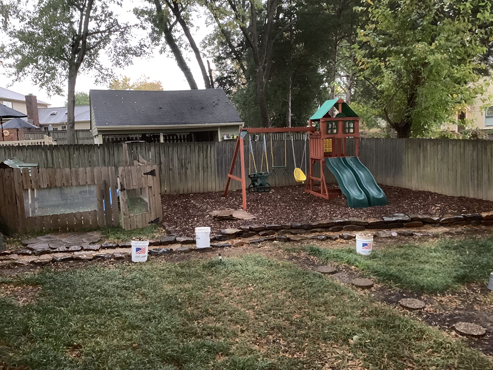 41/mo Finance Gorilla Playsets 011057 Playmaker Deluxe Wooden Swing Set with Vinyl Canopy