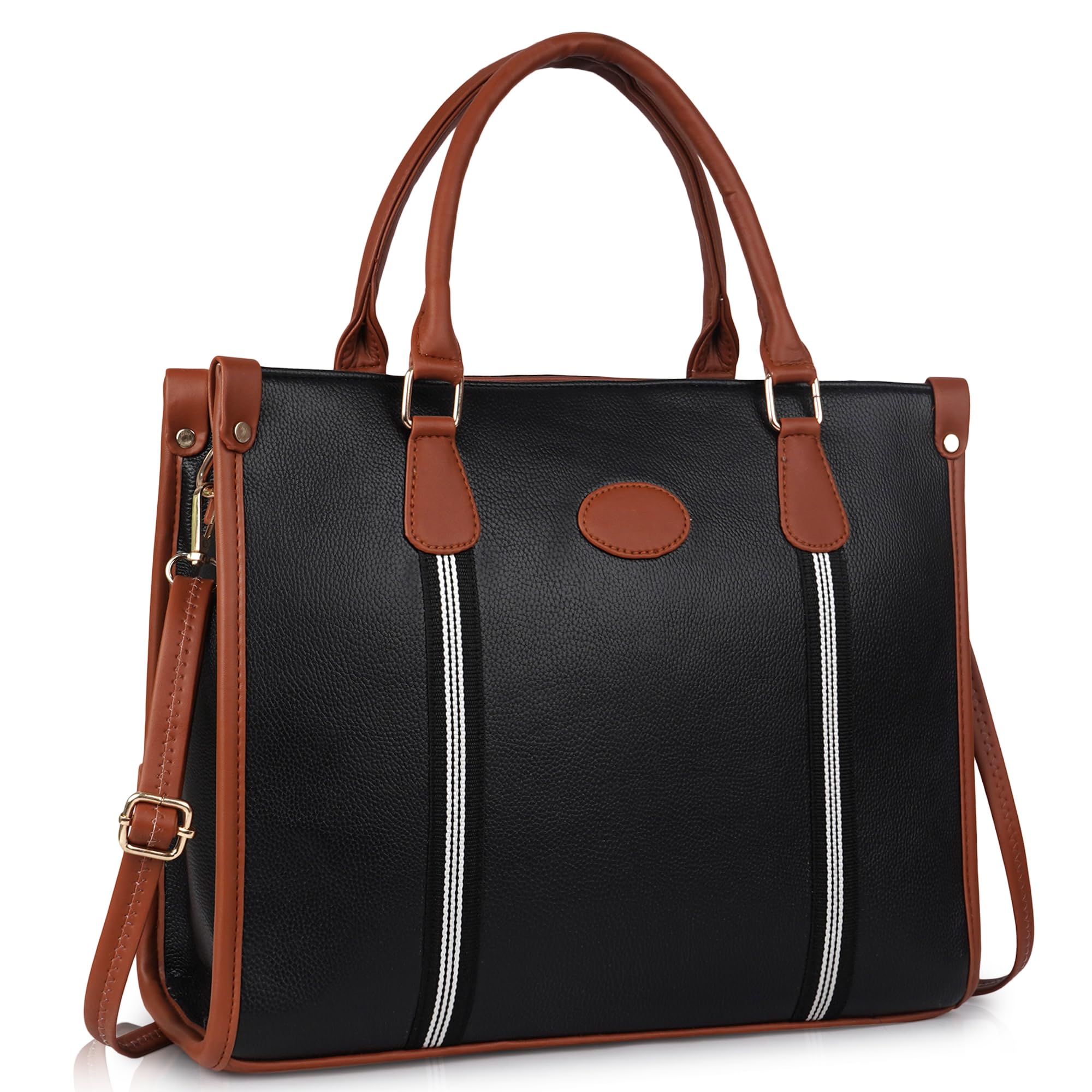 DIXON Women's Premium Synthetic Leather Tote Handbag | Stylish Travel & Daily Use Satchel Large Office Laptop Shoulder Bag with Detachable Sling Strap-image-9