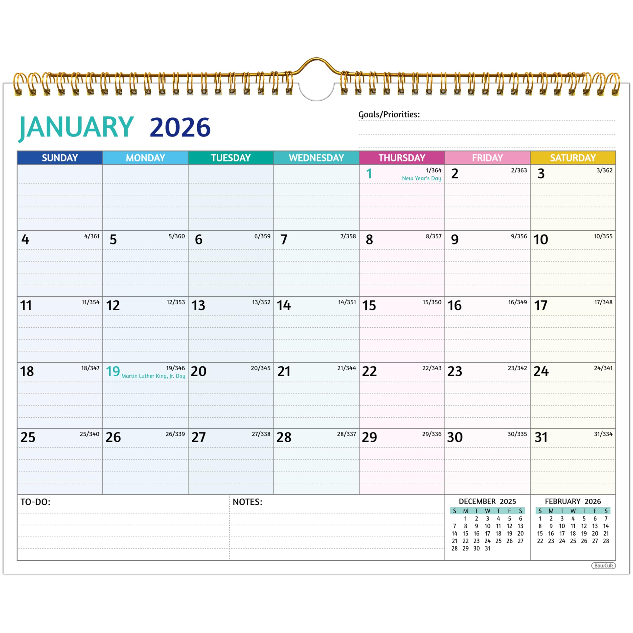 2026-2027 Wall Calendar - Jan 2026 - Jun 2027, 18 Months Calendar 2026-2027, 14.57 x 11.42 In, 2026 Calendar, Monthly Calendar with Ruled Blocks, Thick Paper, Holidays, To-do ＆ Notes