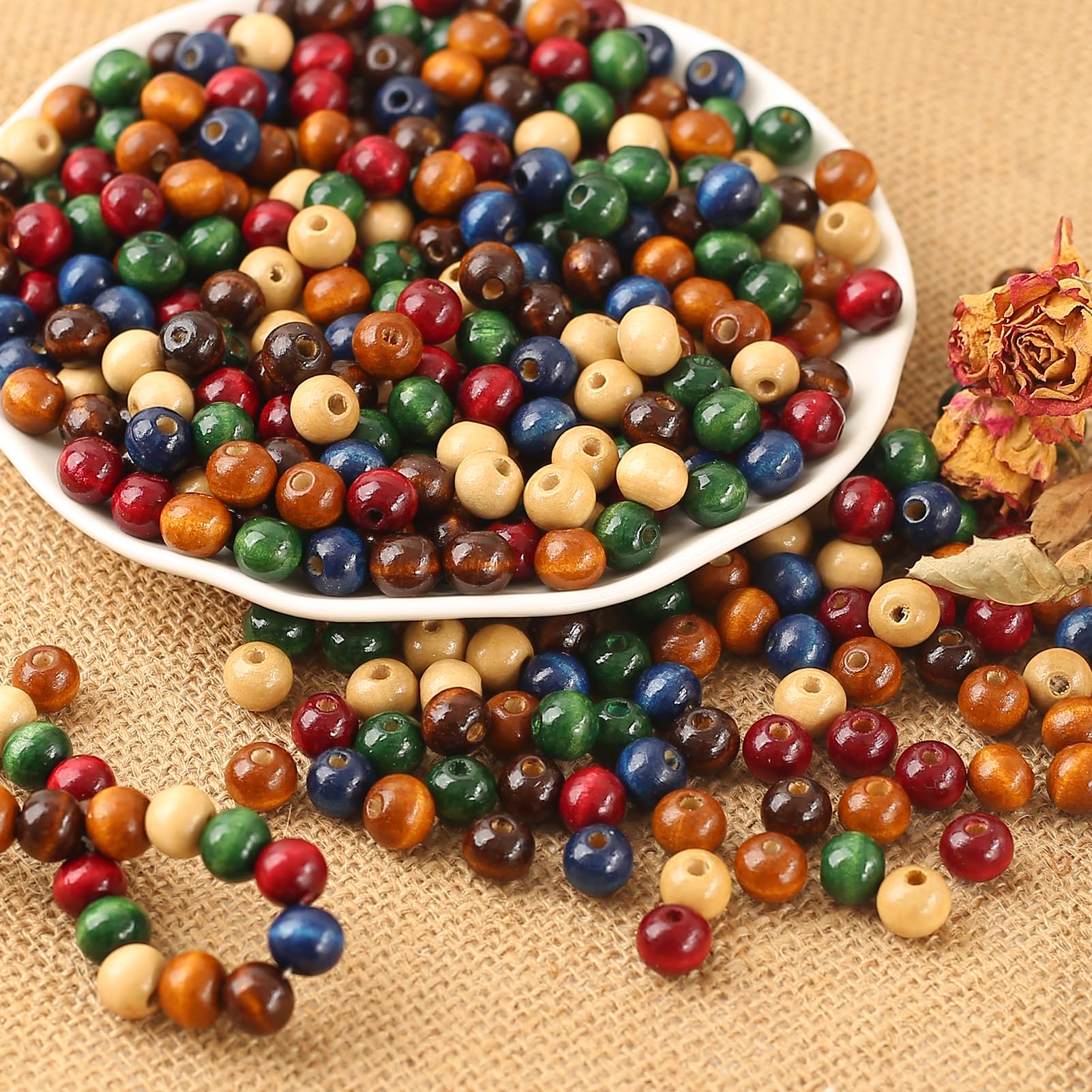 Uxcell 200 Pcs Colored Wooden Beads - 10mm Round Natural Wood Spacers For DIY Jewelry & Crafts - View #4