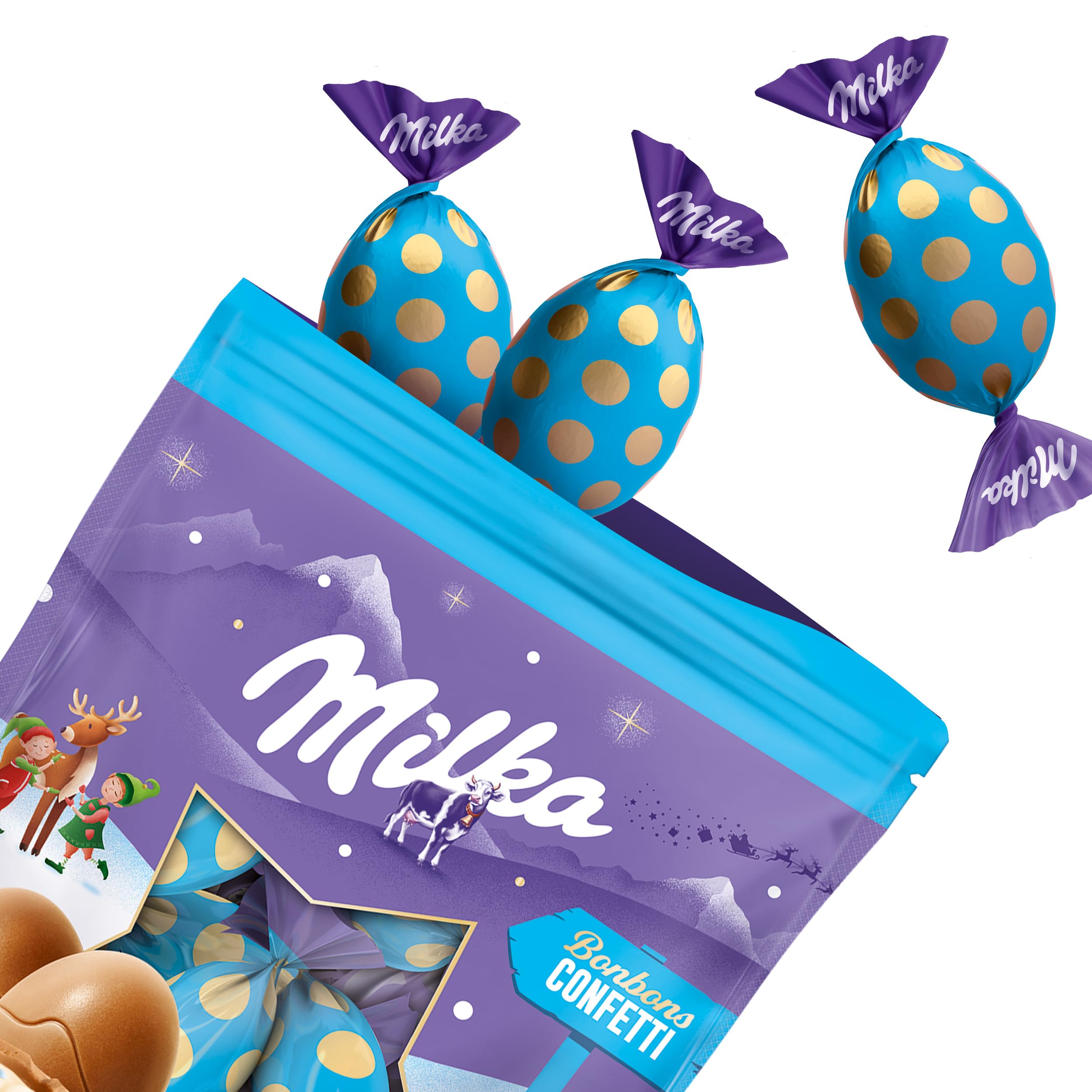 Milka Bonbons Confetti Alpenmilchschokolade, 26 x 86 g, Festlicher Mix | Der bunte Schokoladenmix sorgt für festliche Freude bei großen und kleinen Naschkatzen