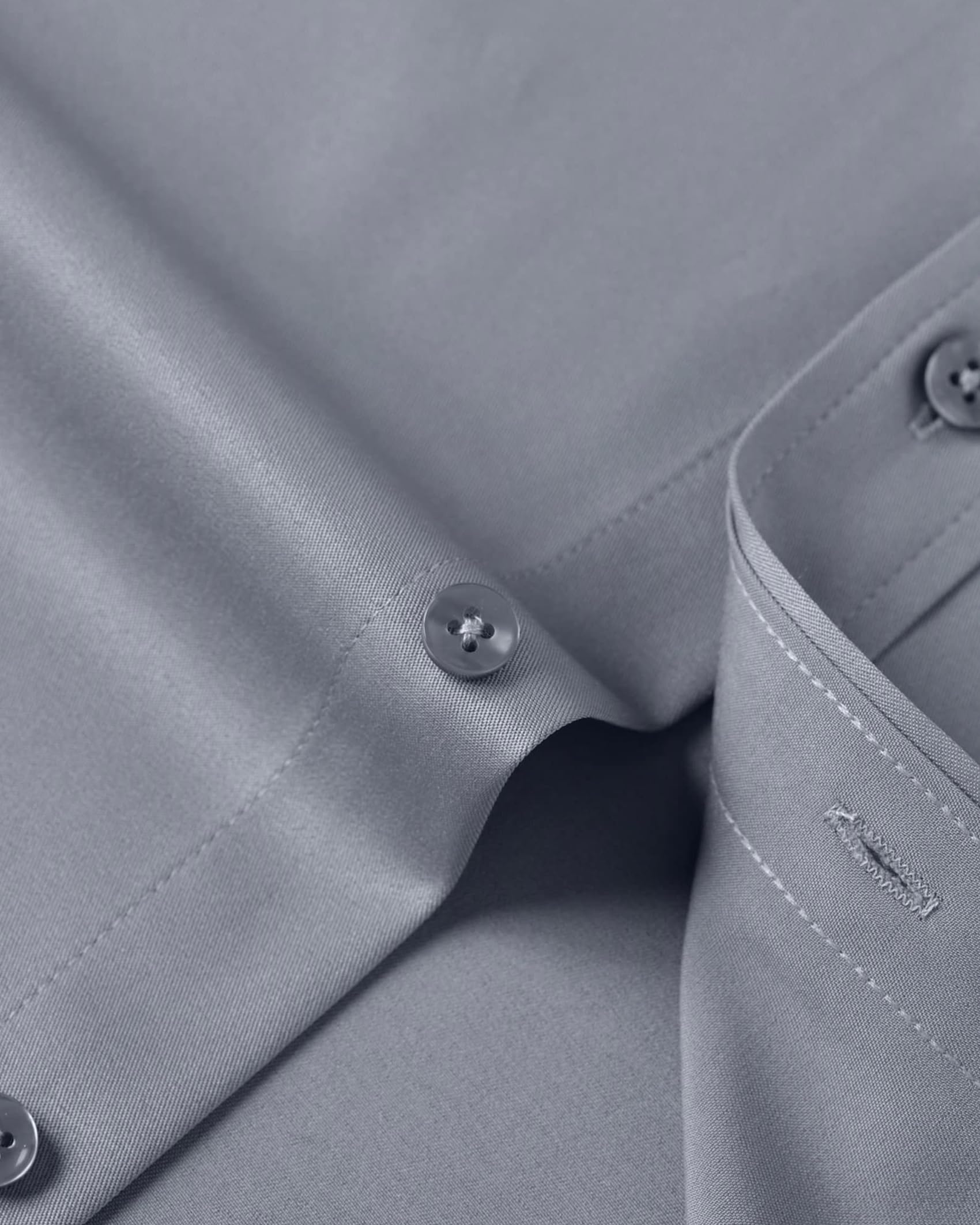 J.VER Camicie da uomo a maniche lunghe, tinta unita, elasticizzate, senza pieghe, camicia formale da lavoro, casual, con bottoni, Grigio argento, 4XL