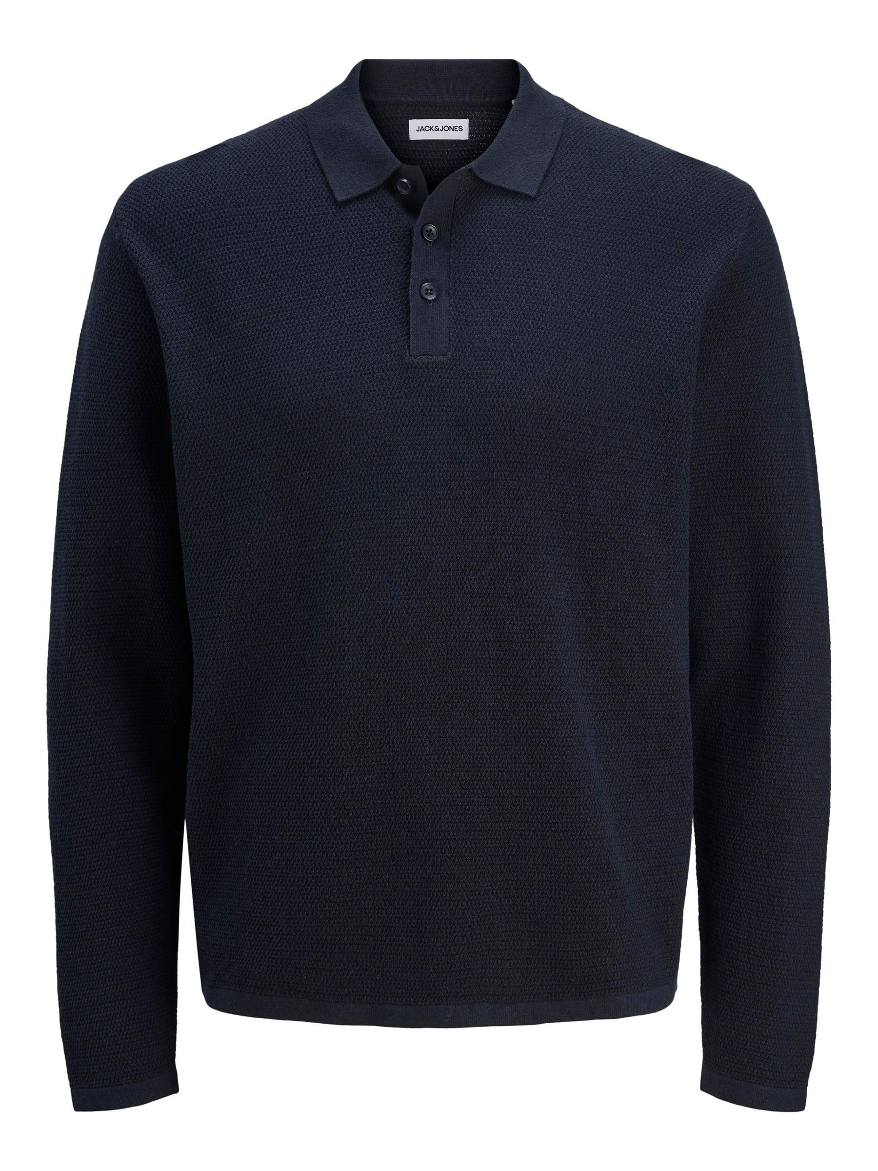 JACK & JONES Jjegeorge Knit Polo LS Sn, Blazer Navy, S