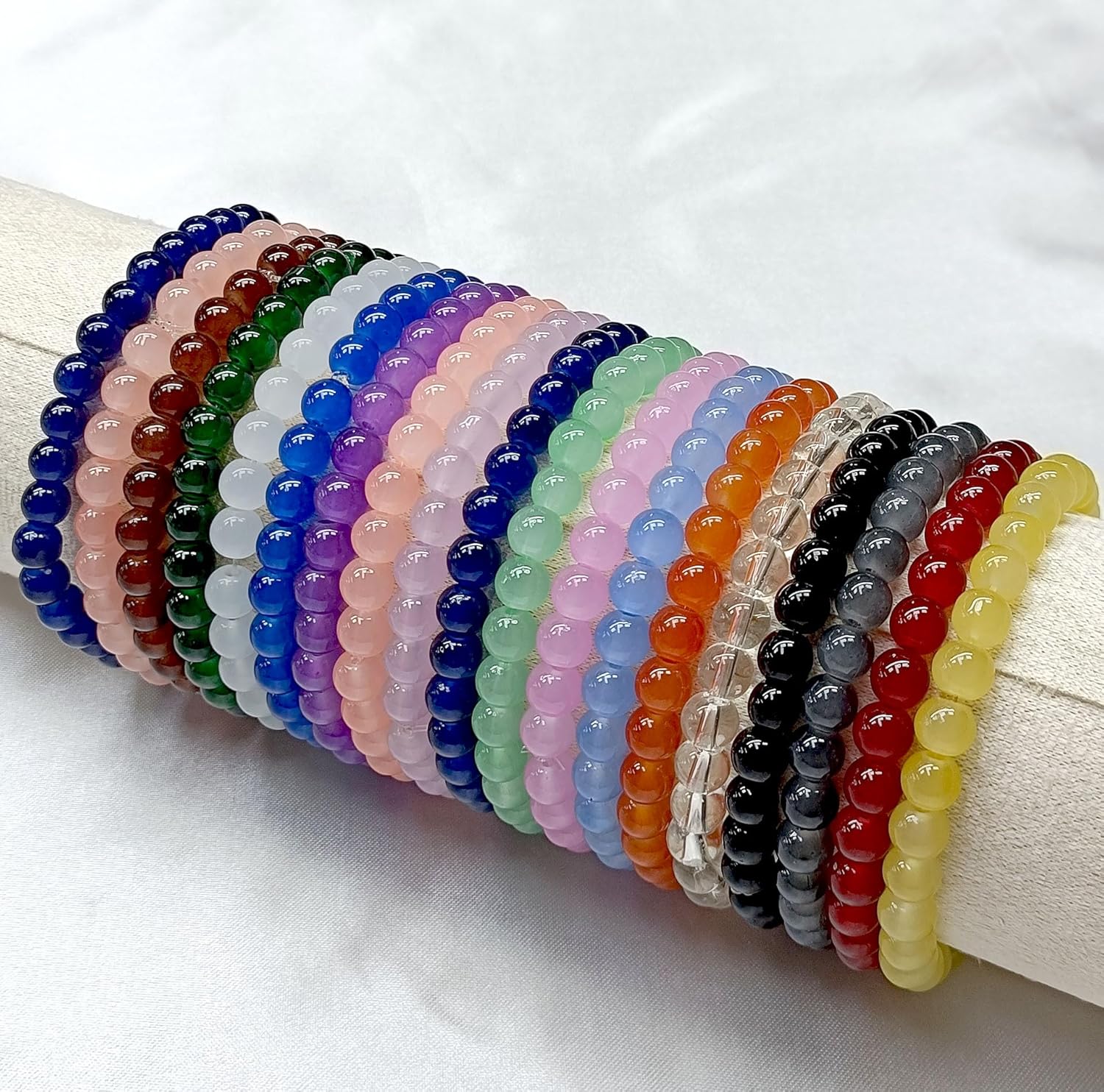 300PCS Glass Beads 6mm Glass Beads for Bracelets Necklaces Jewelry Making DIY Crafts (Blue) - Image 5