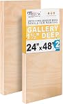 U.S. Art Supply 12" x 48" Unfinished Cradled Wood Panels for Painting, Gallery 1-1/2" Deep (2 Pack)- Artist Depth Wooden Wall Canvases - Mixed-Media Craft, Acrylic, Oil, Encaustic, Paint Pouring