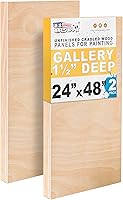 US Art Supply 24x48 Gallery Depth Cradled Wood Panels (2 Pack) - Unprimed Birch Artist Canvases for Acrylic, Oil, Mixed Media & Paint Pouring